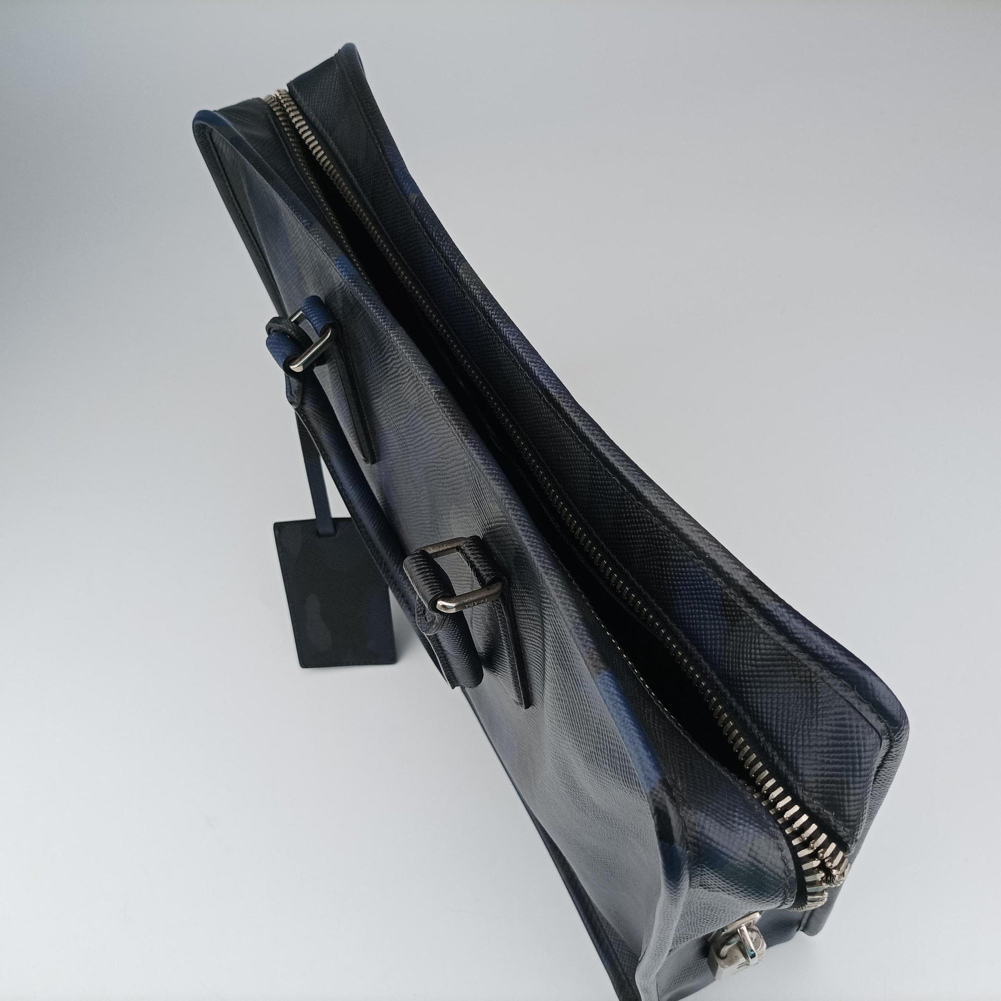 business bag briefcase Navy Camouflage SAFFIANO Leather 2VE365 64ビジネスバッグ ブリーフケース ブルーカモフラ サフィアーノレザー 2VE365 64