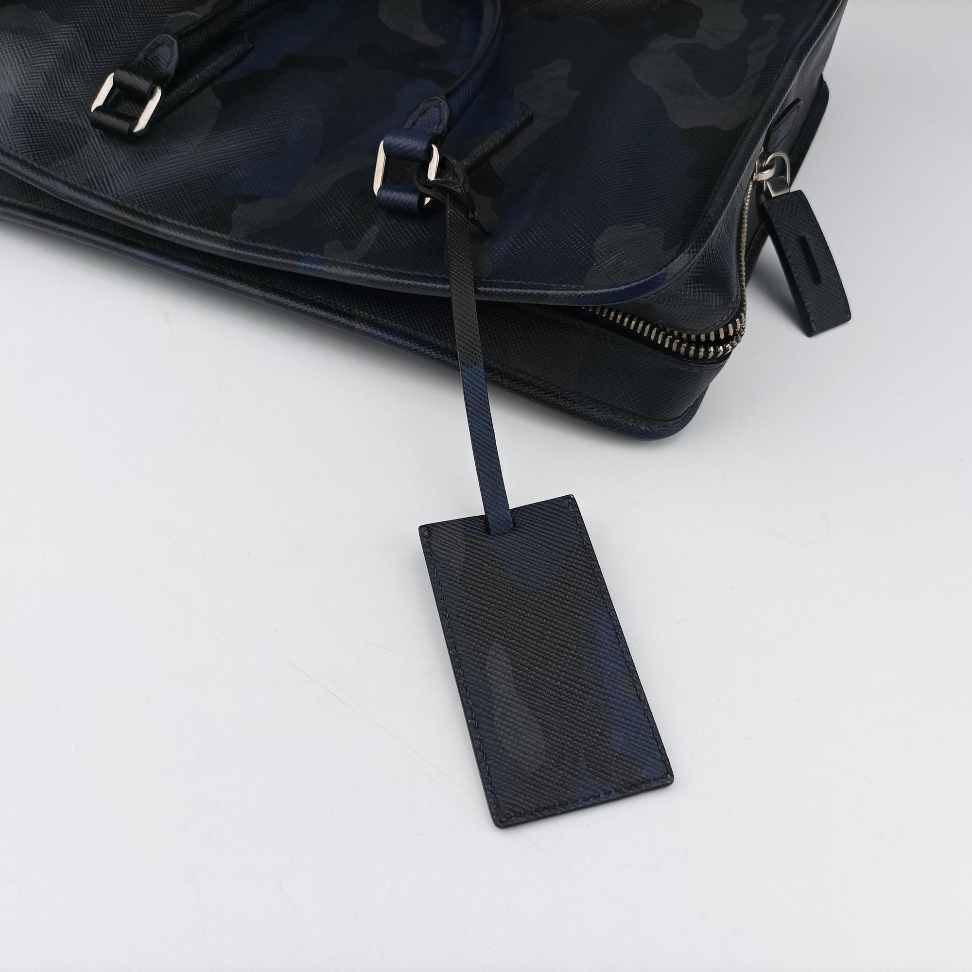 business bag briefcase Navy Camouflage SAFFIANO Leather 2VE365 64ビジネスバッグ ブリーフケース ブルーカモフラ サフィアーノレザー 2VE365 64