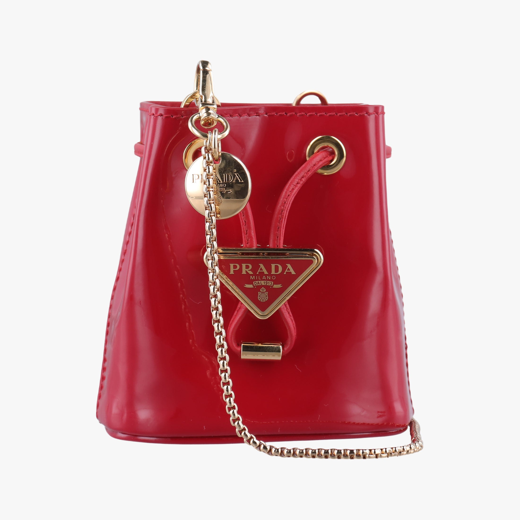 Mini Drawstring Red Enamel 1NR016 42巾着型 ミニ レッド エナメル 1NR016 42