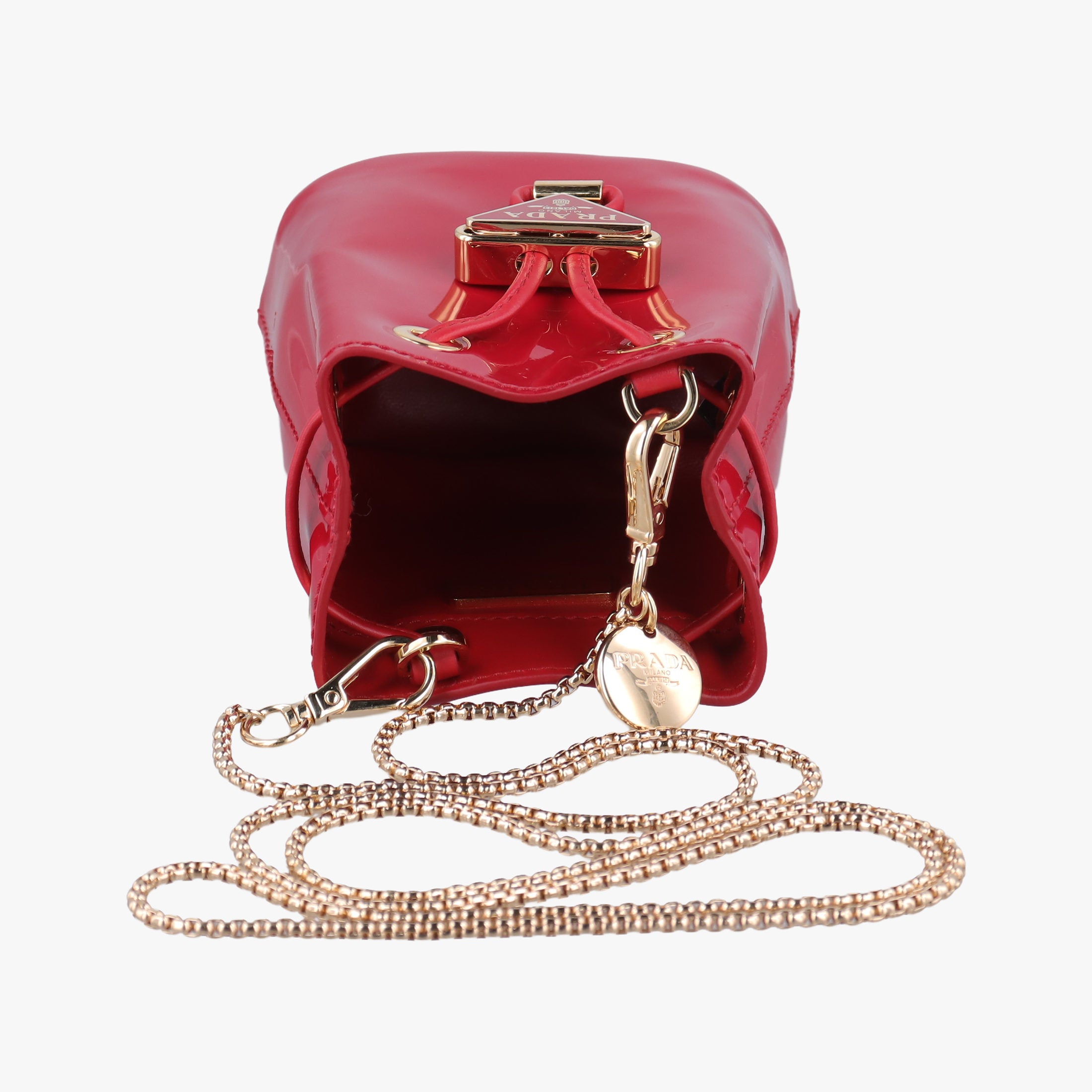 Mini Drawstring Red Enamel 1NR016 42巾着型 ミニ レッド エナメル 1NR016 42