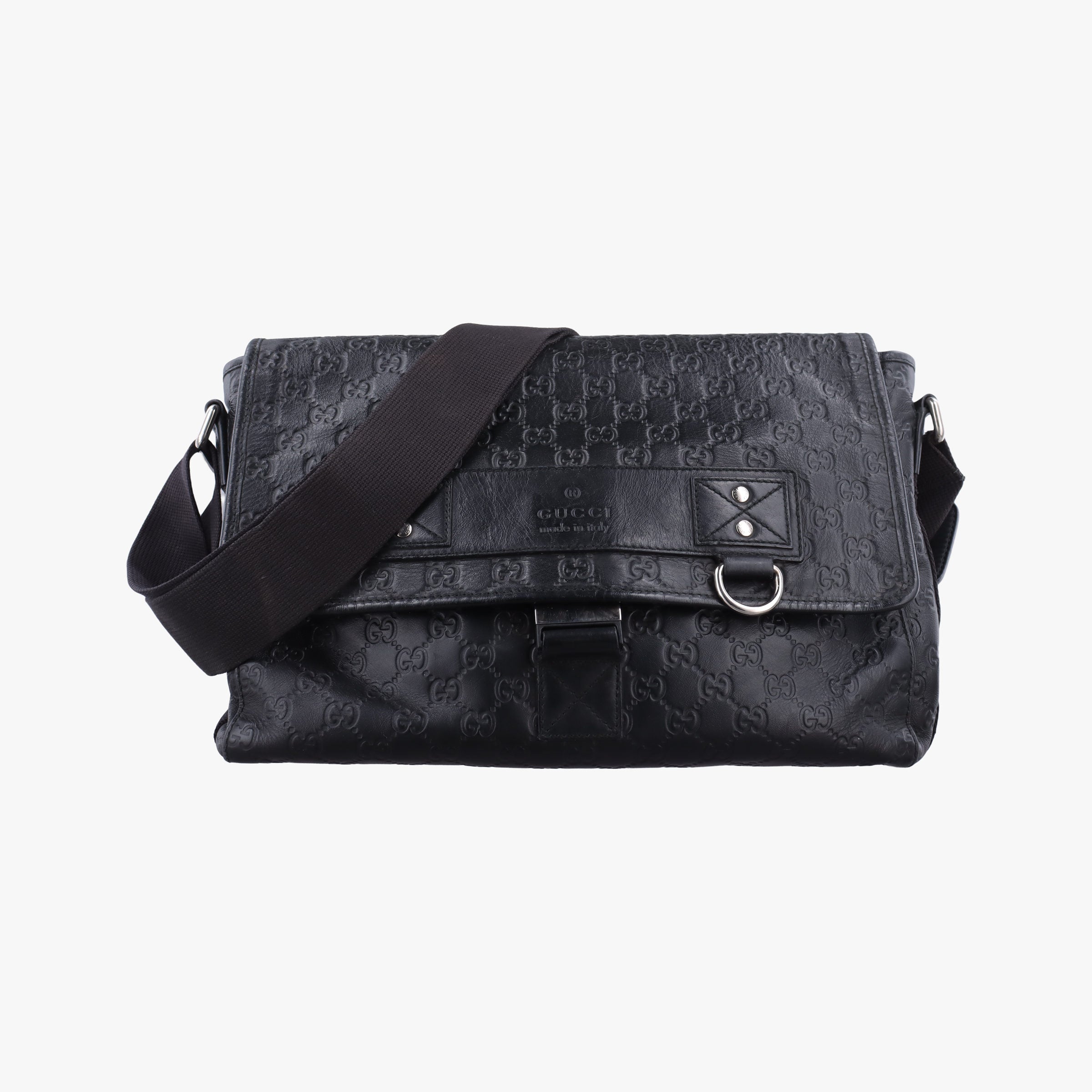 Guccissima Messenger Black Leather 246067 A012356718グッチシマ メッセンジャー ブラック レザー 246067 A012356718