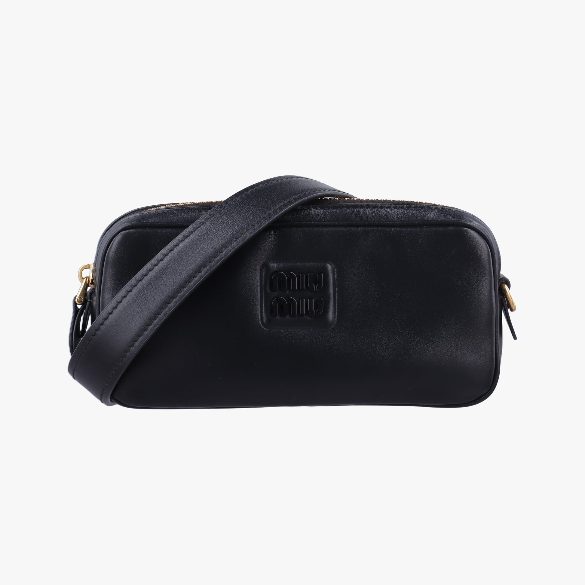 Logo belt Black leather 58ロゴベルト ブラック レザー 58
