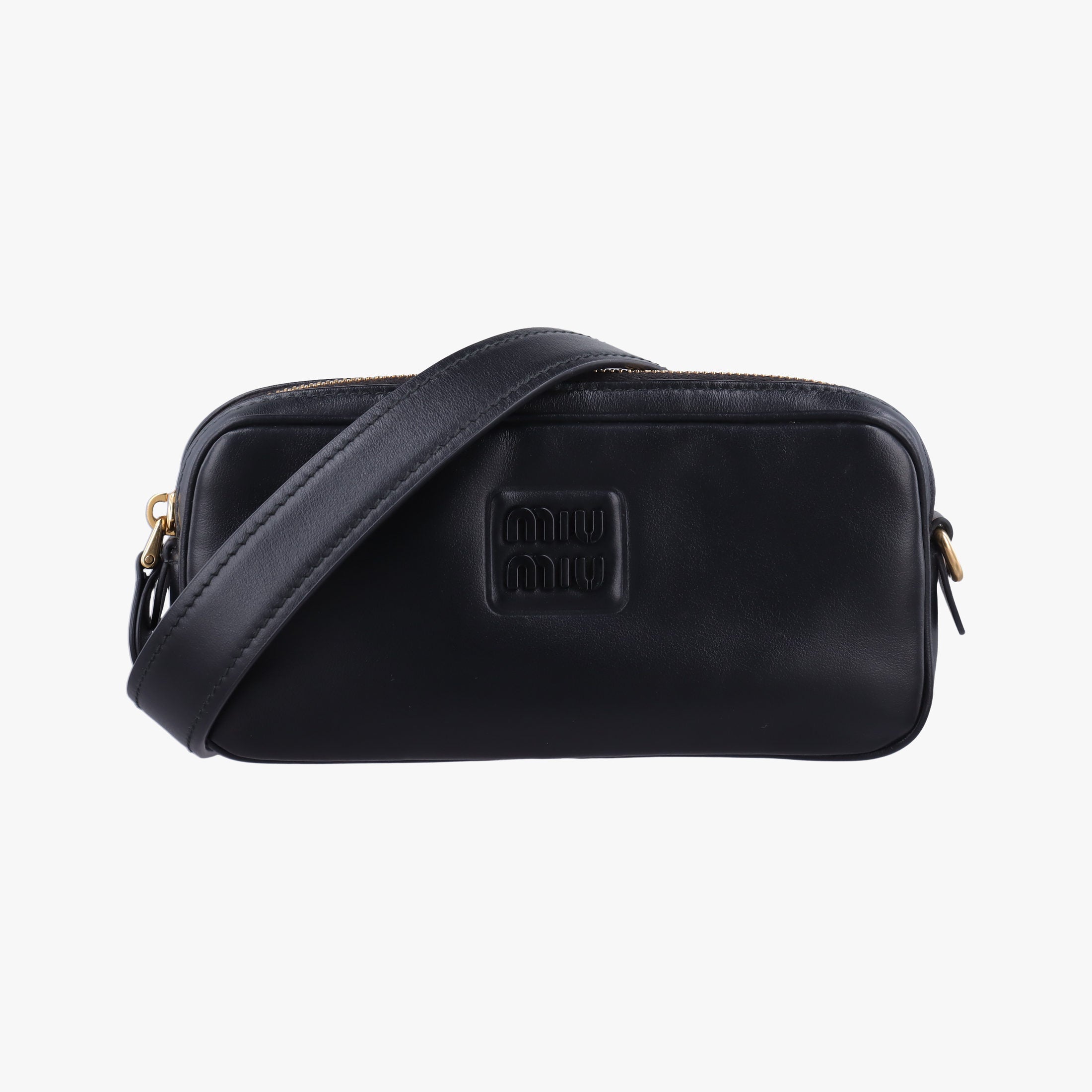 Logo belt Black leather 58ロゴベルト ブラック レザー 58
