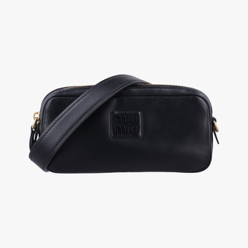 Logo belt Black leather 58ロゴベルト ブラック レザー 58