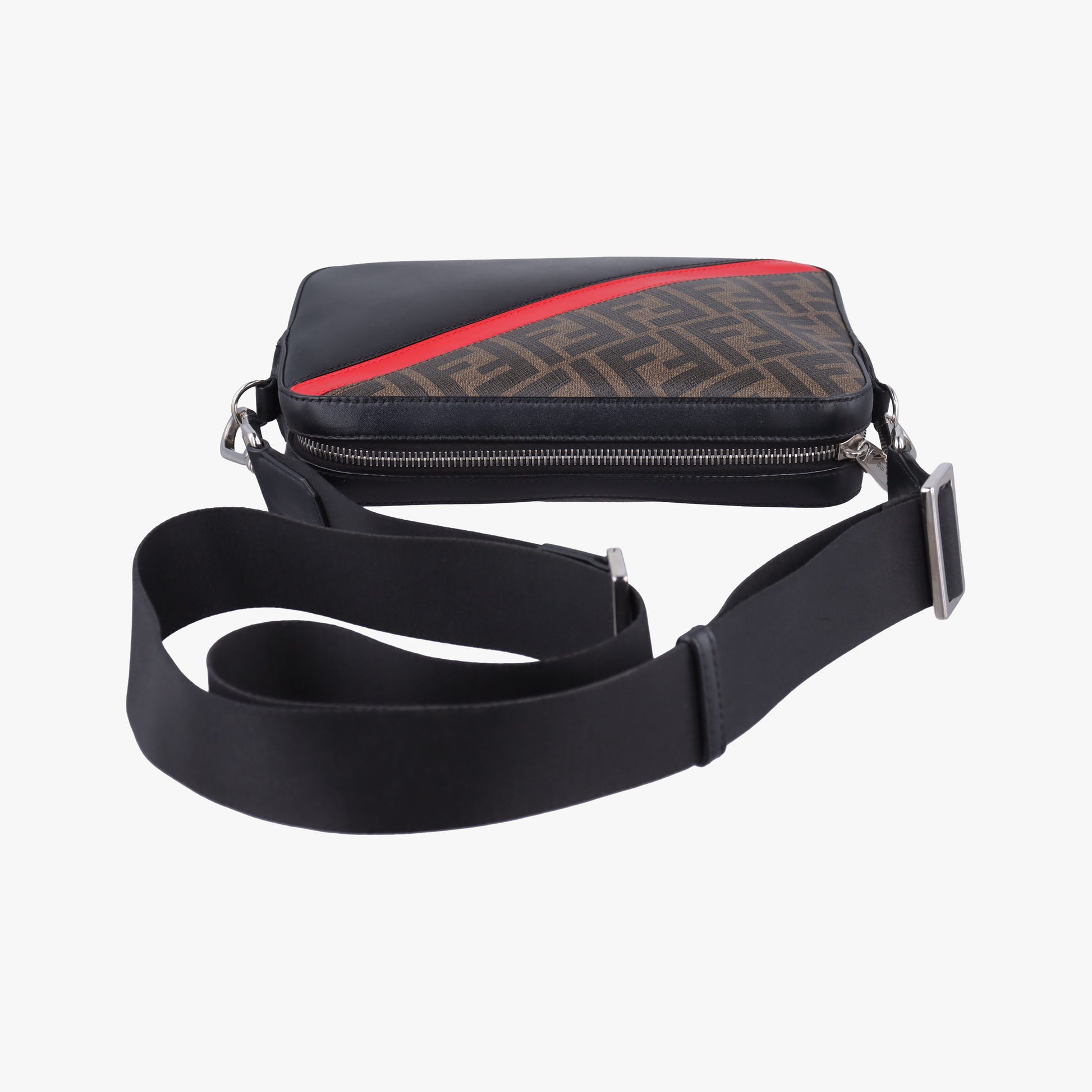 Camera case Brown × Black × Red PVC Coated Canvas × Leather 7M0286 7M0286 A9XS 208-0897キャム ブラウン × ブラック × レッド PVCコーティングキャンバス × レザー 7M0286 7M0286 A9XS 208-0897