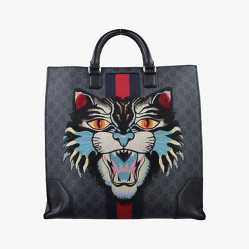 GG Supreme Angry Cat Black PVC coated canvas 478326 I022645510GGスプリーム アングリーキャット ブラック PVCコーティングキャンバス 478326 I022645510