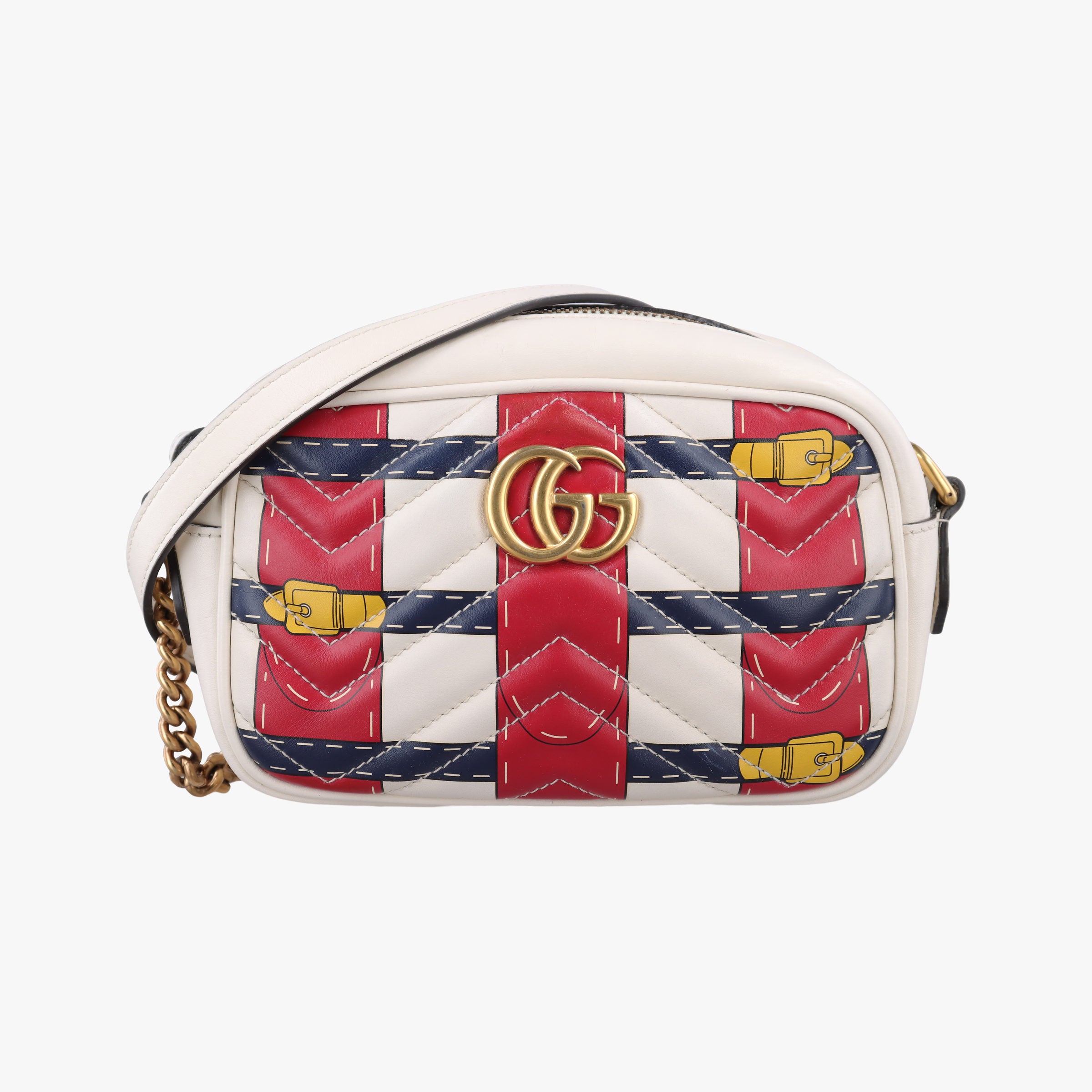 GG Marmont White × MultiColor Leather 448065 F021470029GGマーモント ホワイト × マルチカラー レザー 448065 F021470029
