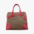 logo jacquard Brown×Red Canvas × SAFFIANO Leather 194ロゴジャガード ブラウン×レッド キャンバス×サフィアーノレザー 194