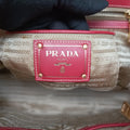 logo jacquard Brown×Red Canvas × SAFFIANO Leather 194ロゴジャガード ブラウン×レッド キャンバス×サフィアーノレザー 194