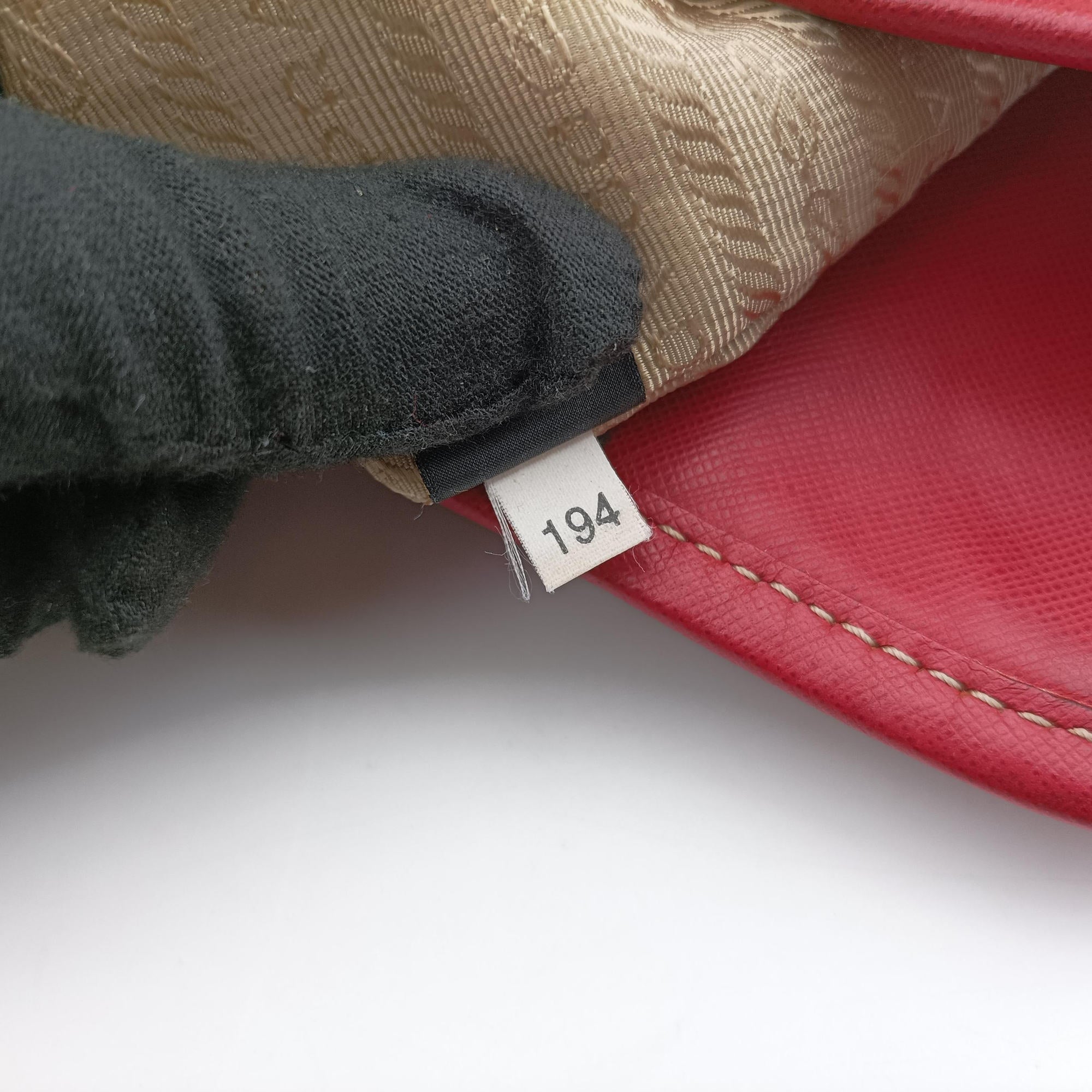 logo jacquard Brown×Red Canvas × SAFFIANO Leather 194ロゴジャガード ブラウン×レッド キャンバス×サフィアーノレザー 194