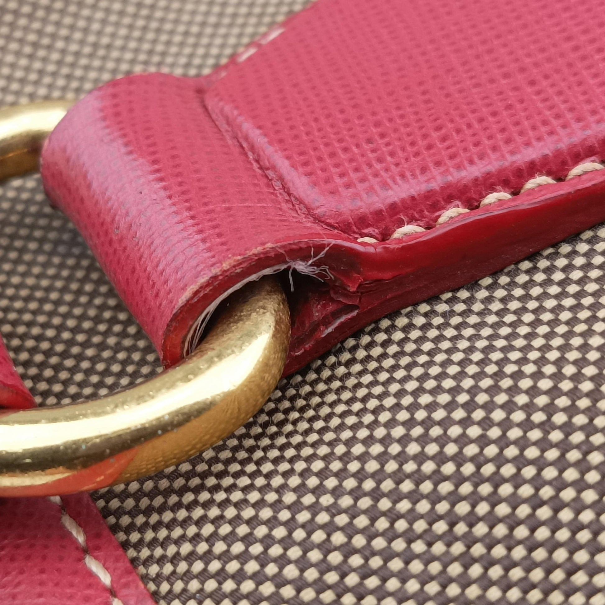 logo jacquard Brown×Red Canvas × SAFFIANO Leather 194ロゴジャガード ブラウン×レッド キャンバス×サフィアーノレザー 194