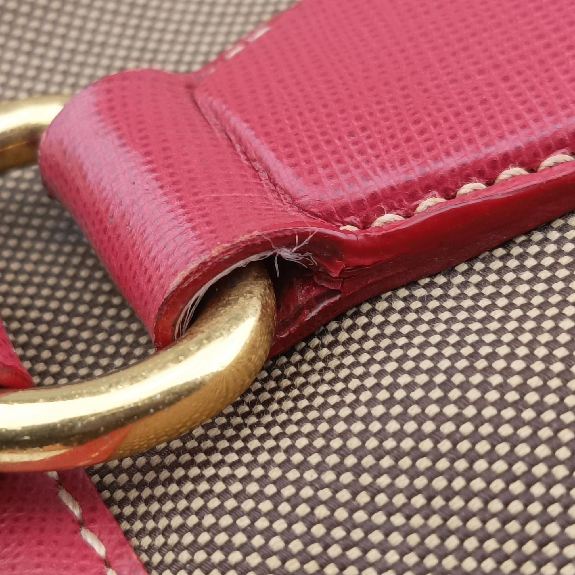 logo jacquard Brown×Red Canvas × SAFFIANO Leather 194ロゴジャガード ブラウン×レッド キャンバス×サフィアーノレザー 194