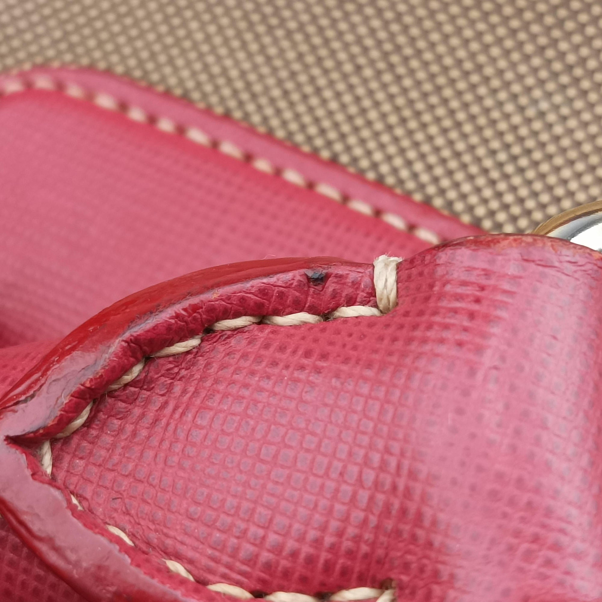 logo jacquard Brown×Red Canvas × SAFFIANO Leather 194ロゴジャガード ブラウン×レッド キャンバス×サフィアーノレザー 194