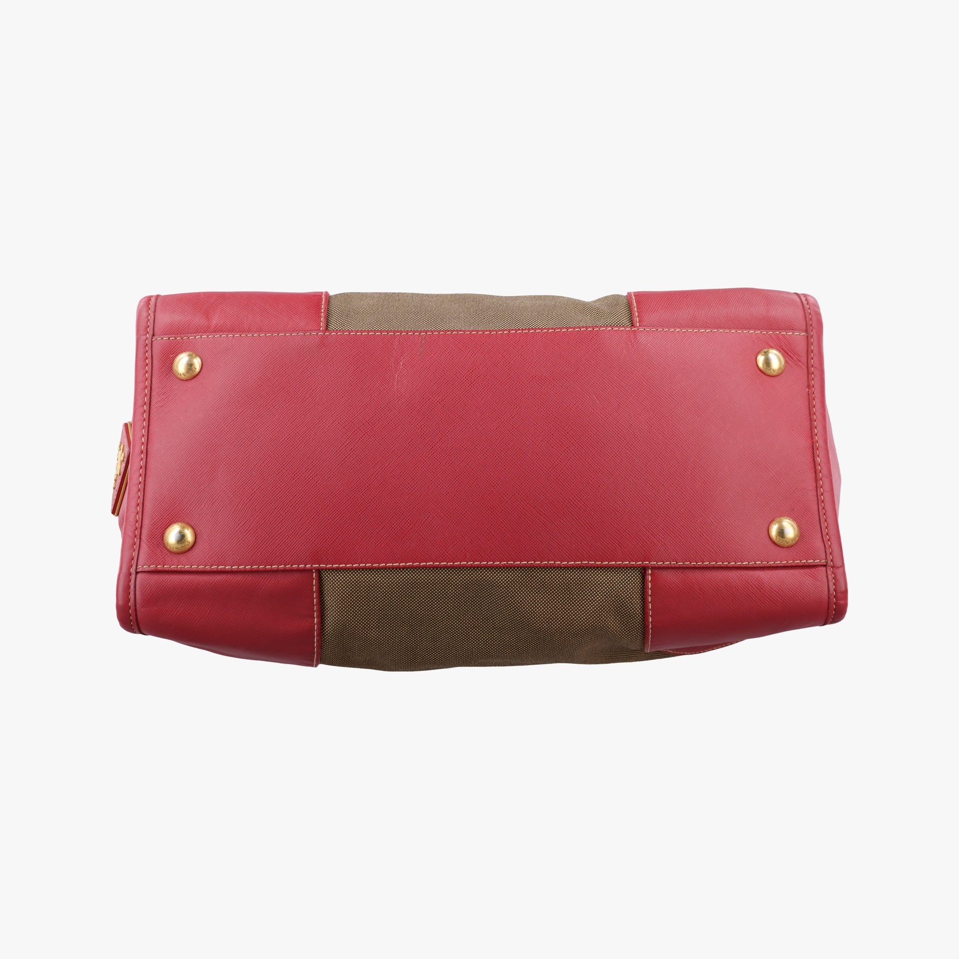 logo jacquard Brown×Red Canvas × SAFFIANO Leather 194ロゴジャガード ブラウン×レッド キャンバス×サフィアーノレザー 194