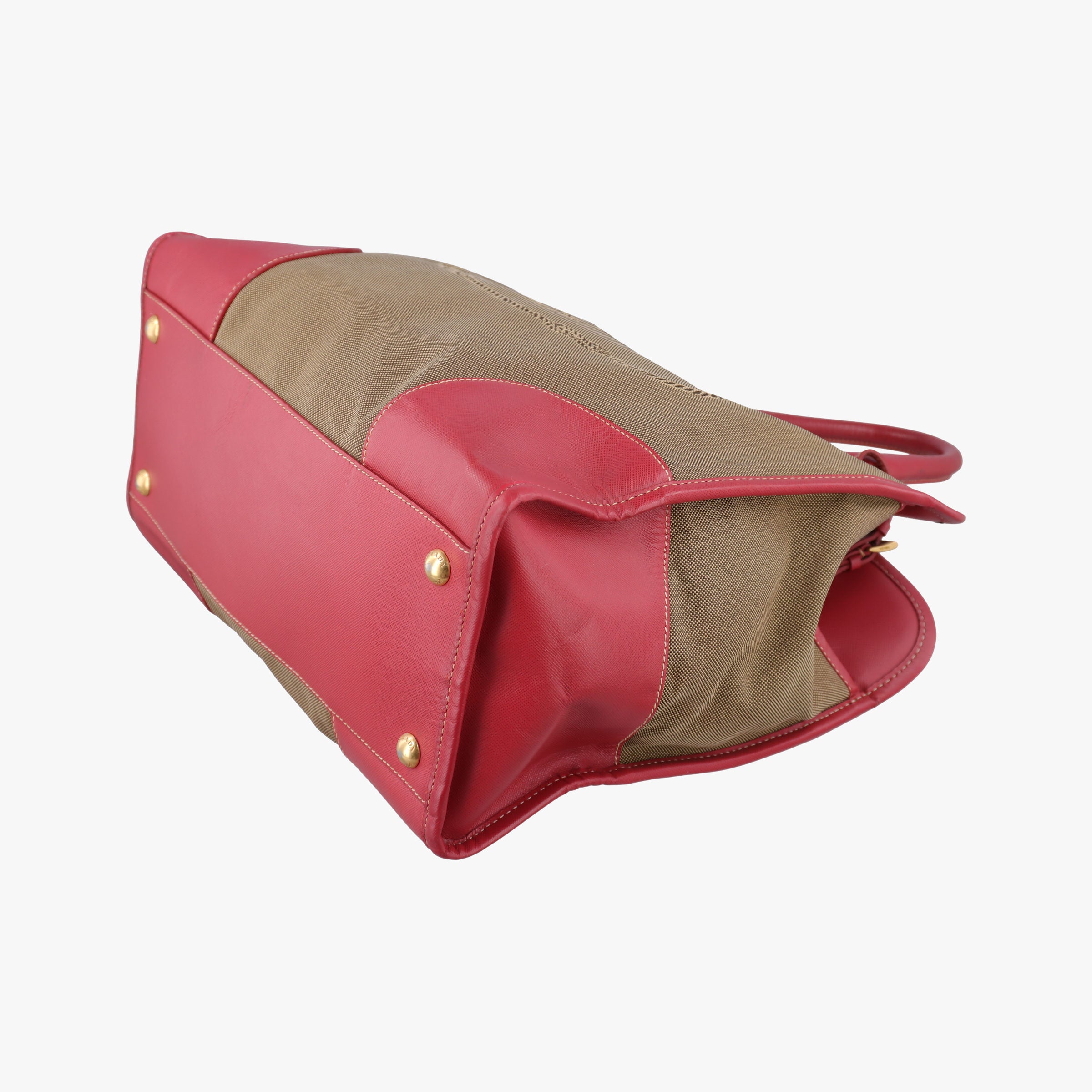logo jacquard Brown×Red Canvas × SAFFIANO Leather 194ロゴジャガード ブラウン×レッド キャンバス×サフィアーノレザー 194