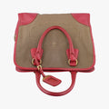 logo jacquard Brown×Red Canvas × SAFFIANO Leather 194ロゴジャガード ブラウン×レッド キャンバス×サフィアーノレザー 194