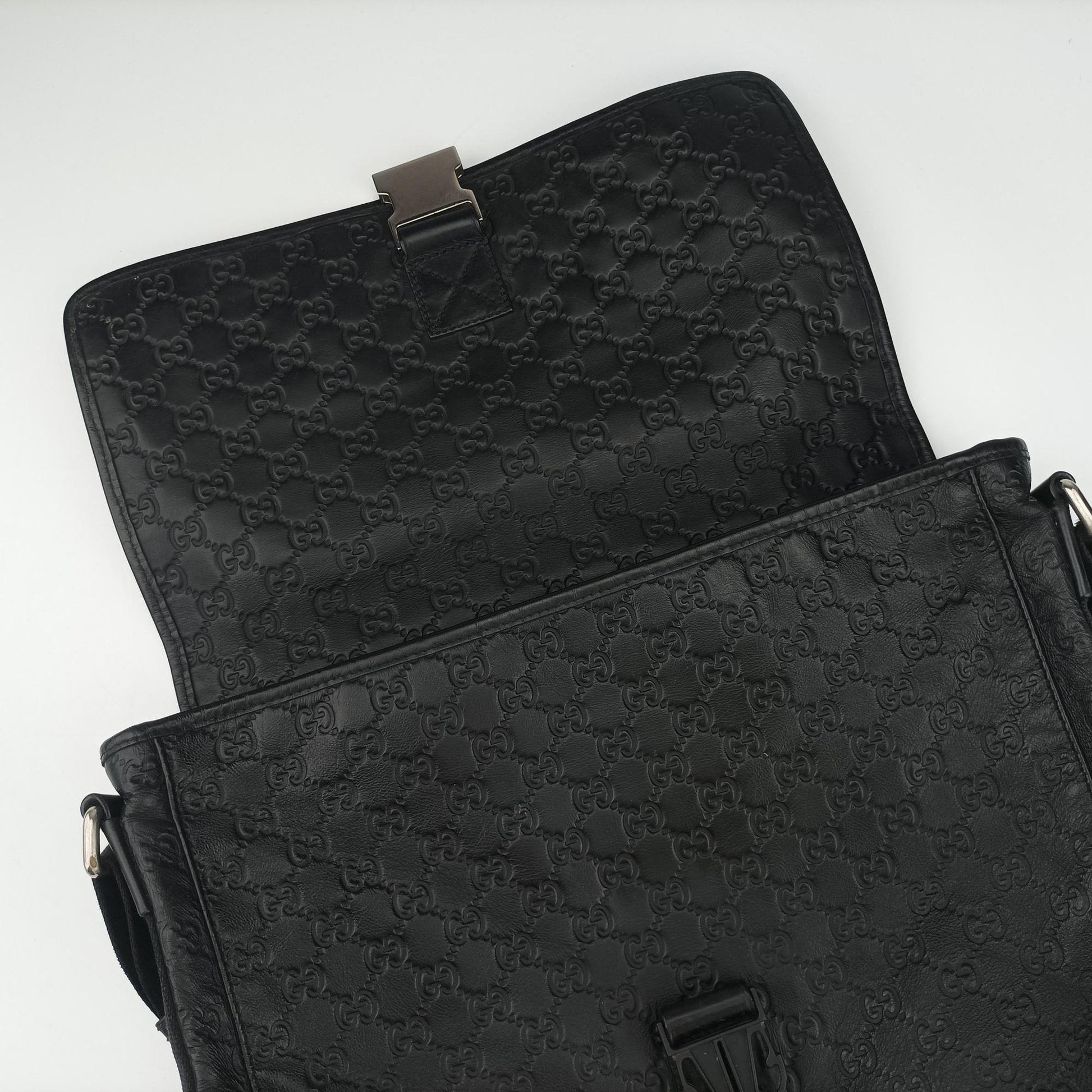 Guccissima Rubber Messenger Black Leather 246067 D013681349グッチシマ メッセンジャー ブラック レザー 246067 D013681349