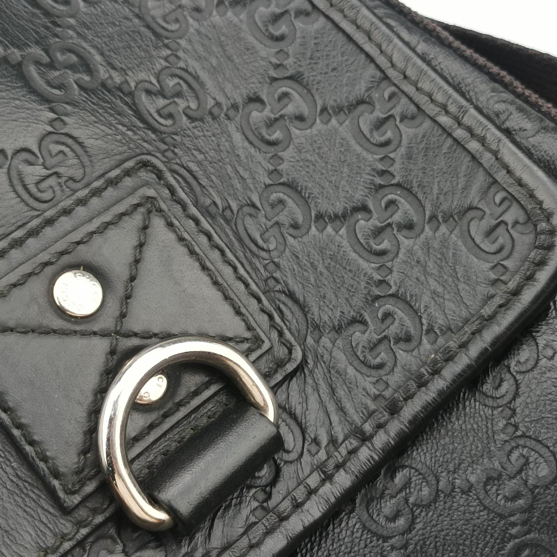 Guccissima Rubber Messenger Black Leather 246067 D013681349グッチシマ メッセンジャー ブラック レザー 246067 D013681349