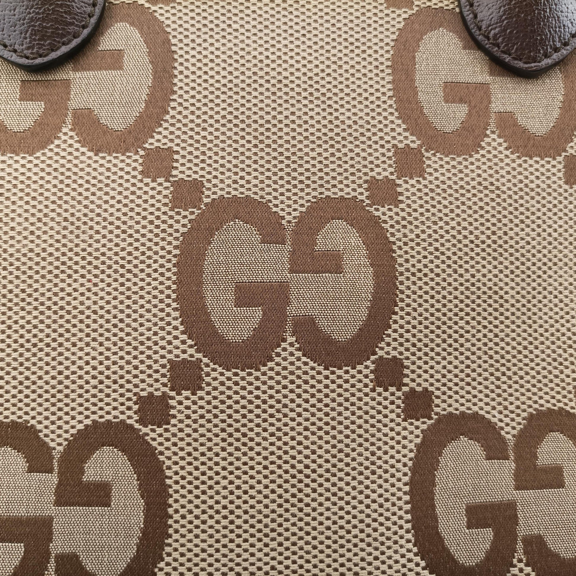 Jumbo GG Tote Brown×Green×Red canvas×leather 703974 I037762381ジャンボGG トート ブラウン×グリーン×レッド キャンバス×レザー 703974 I037762381