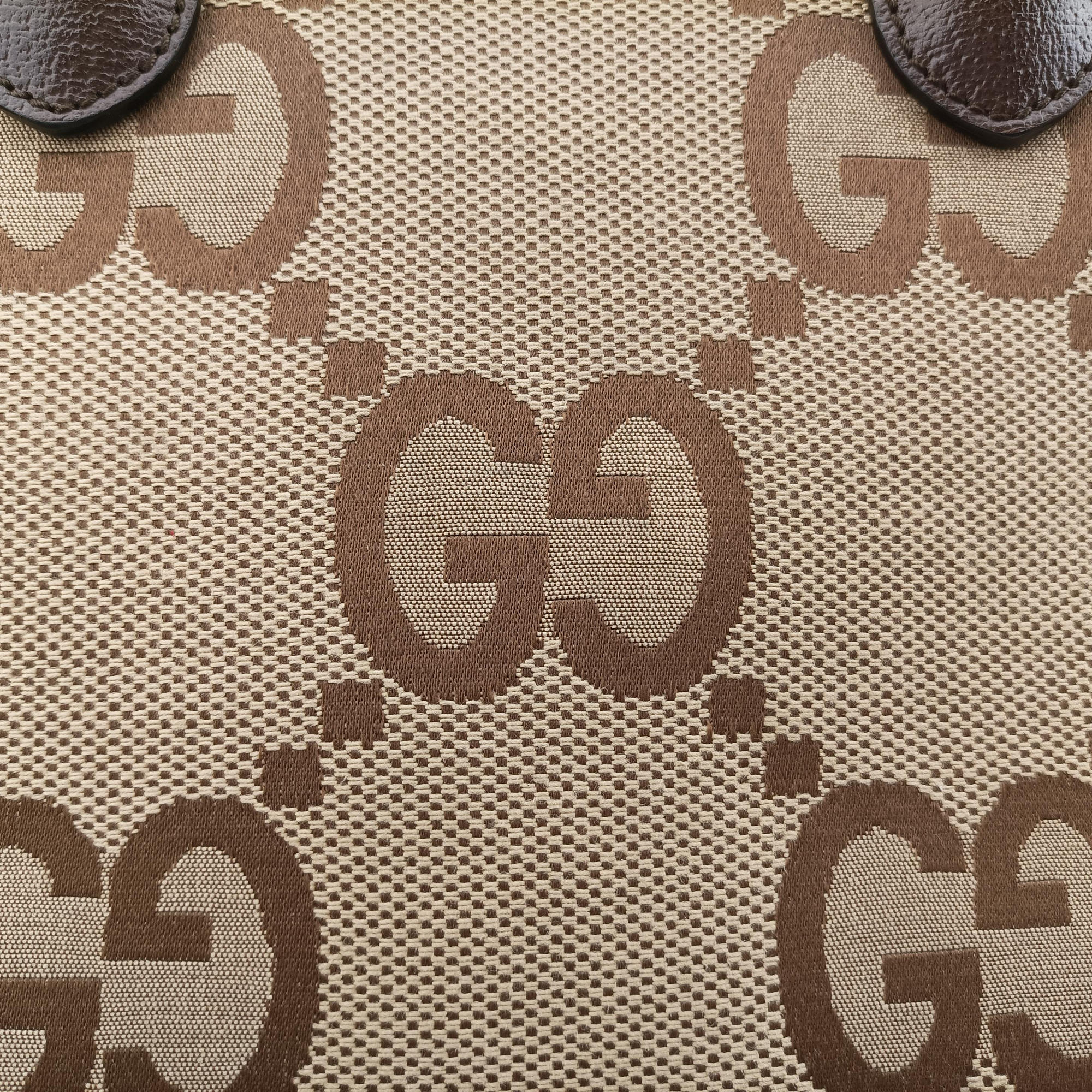 Jumbo GG Tote Brown×Green×Red canvas×leather 703974 I037762381ジャンボGG トート ブラウン×グリーン×レッド キャンバス×レザー 703974 I037762381