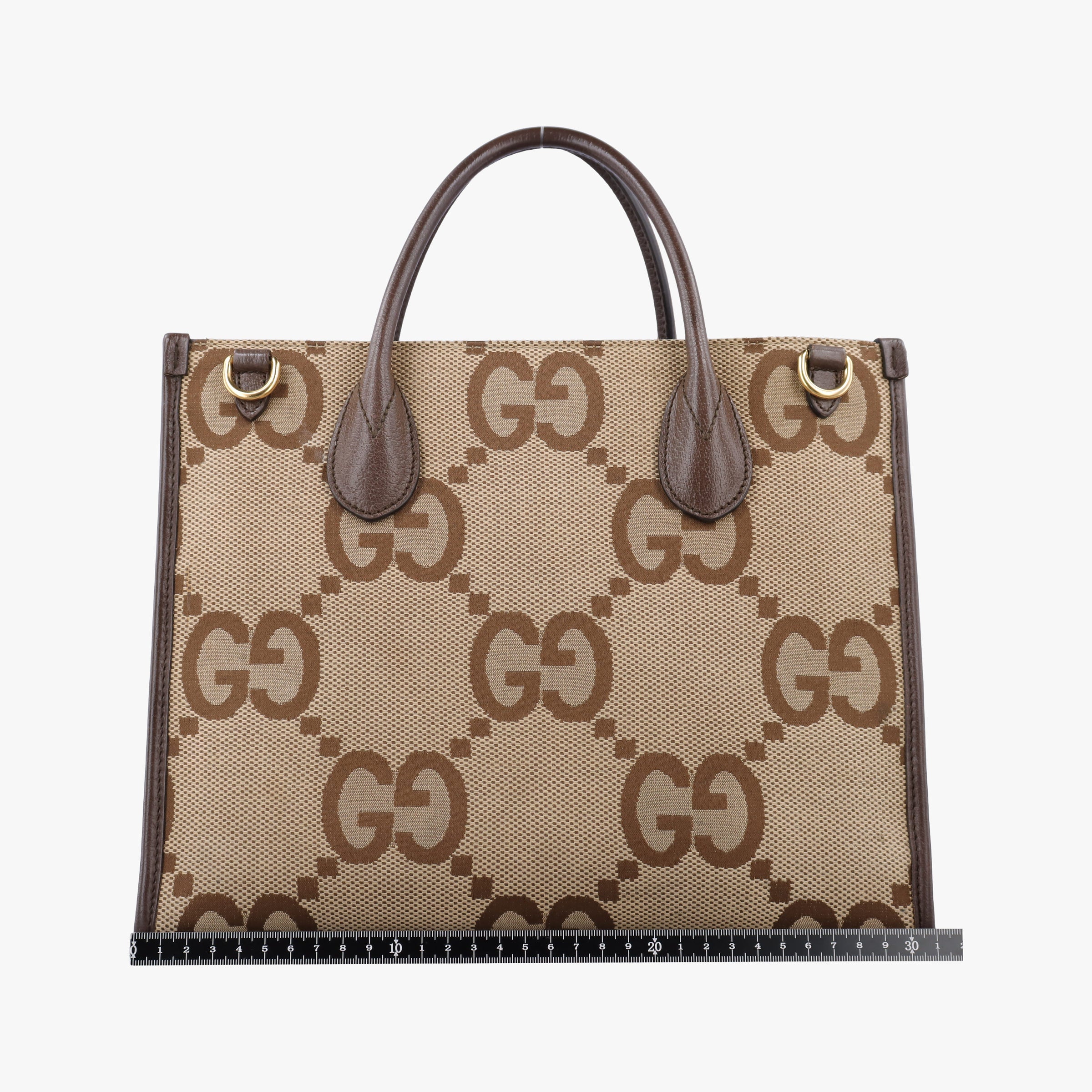 Jumbo GG Tote Brown×Green×Red canvas×leather 703974 I037762381ジャンボGG トート ブラウン×グリーン×レッド キャンバス×レザー 703974 I037762381