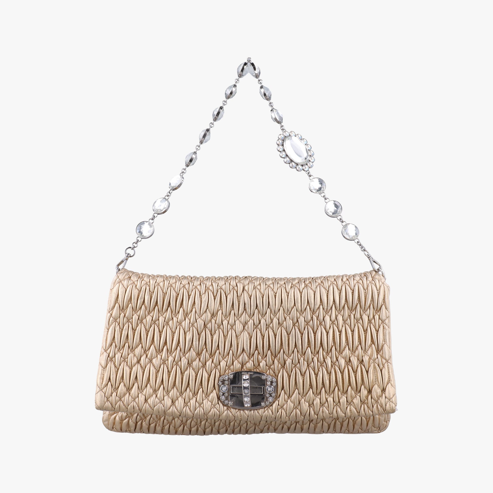 Iconic Crystal Cloque Golden Nappa Leather 5BD233 122クリスタル クロケ ゴールド ナッパレザー 5BD233 122