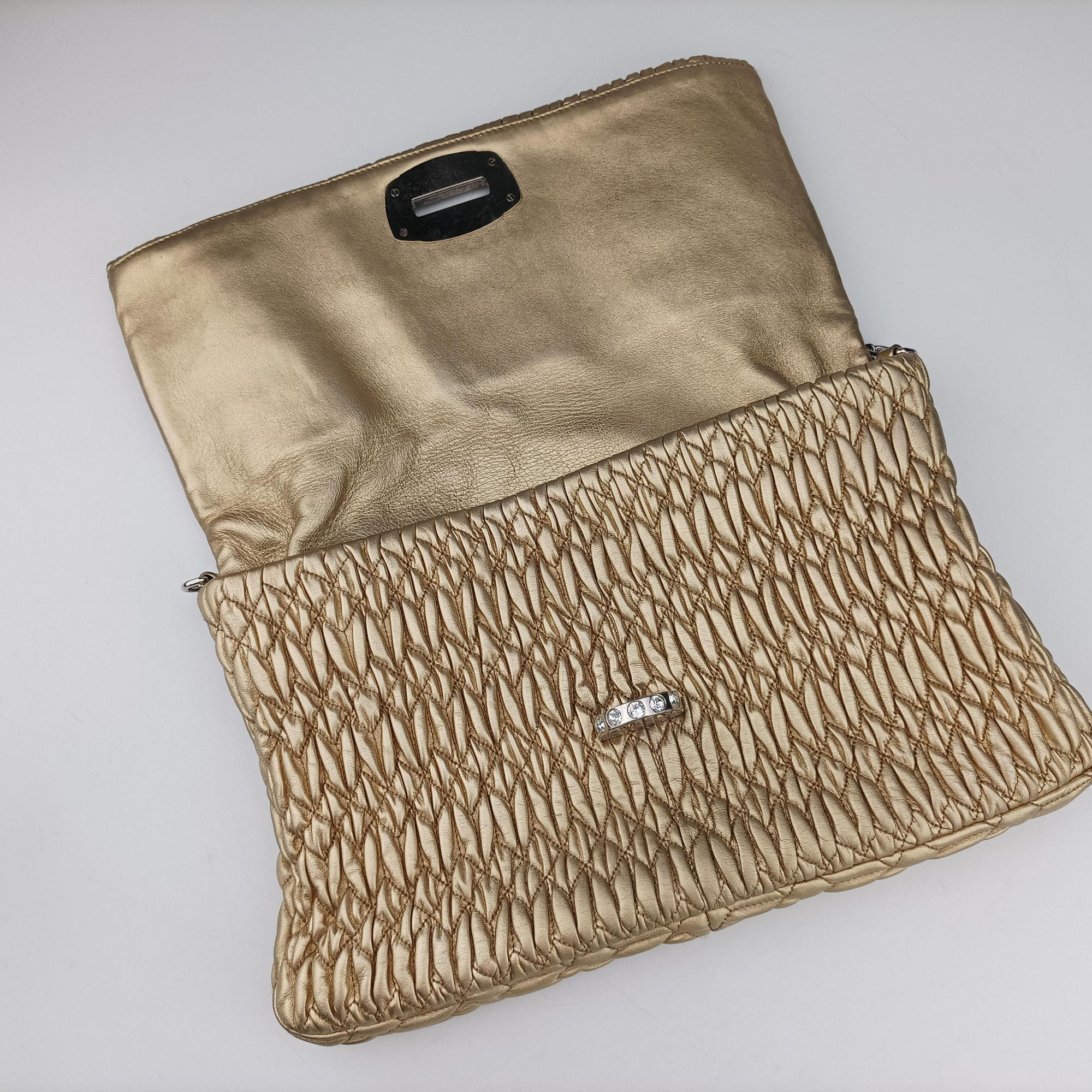 Iconic Crystal Cloque Golden Nappa Leather 5BD233 122クリスタル クロケ ゴールド ナッパレザー 5BD233 122