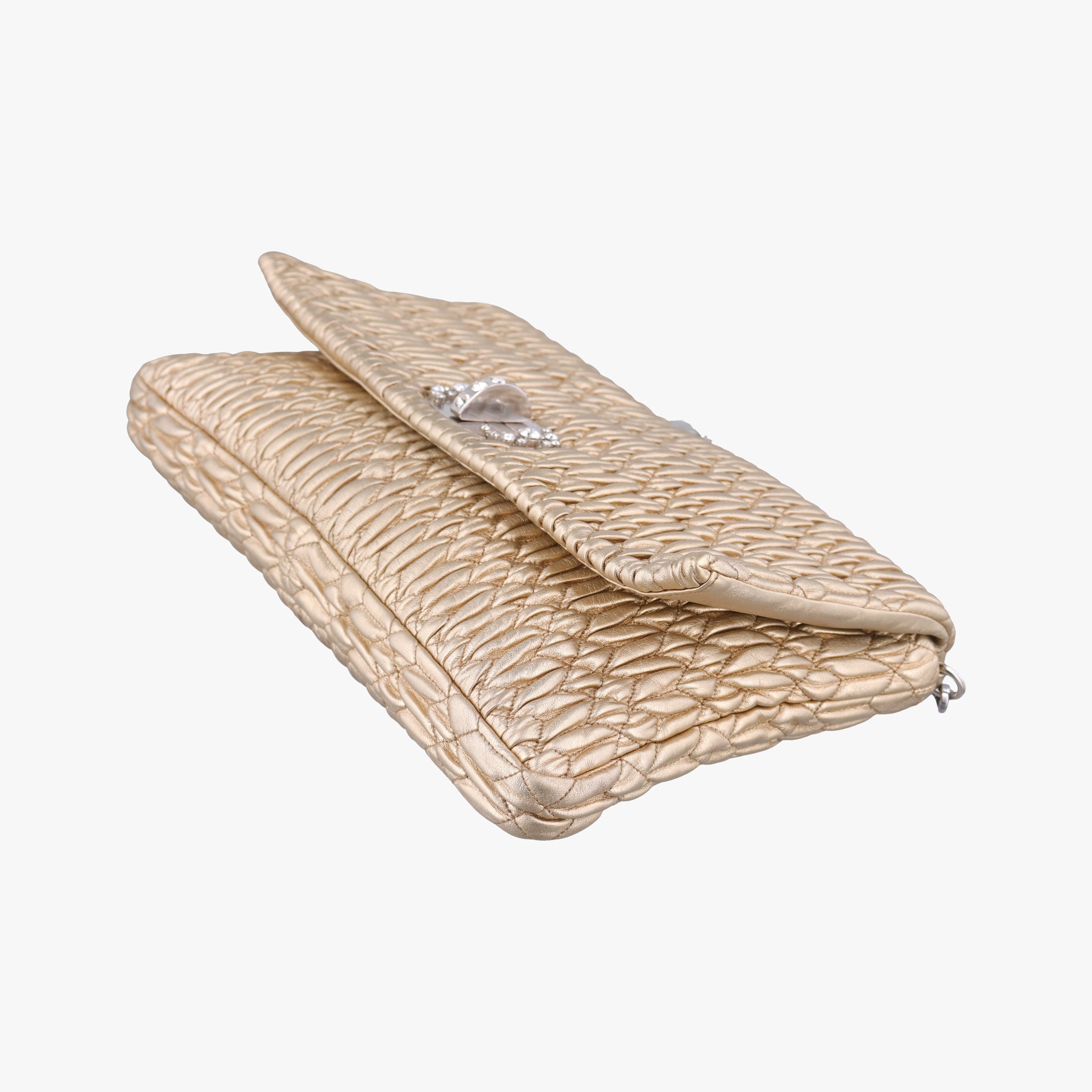 Iconic Crystal Cloque Golden Nappa Leather 5BD233 122クリスタル クロケ ゴールド ナッパレザー 5BD233 122