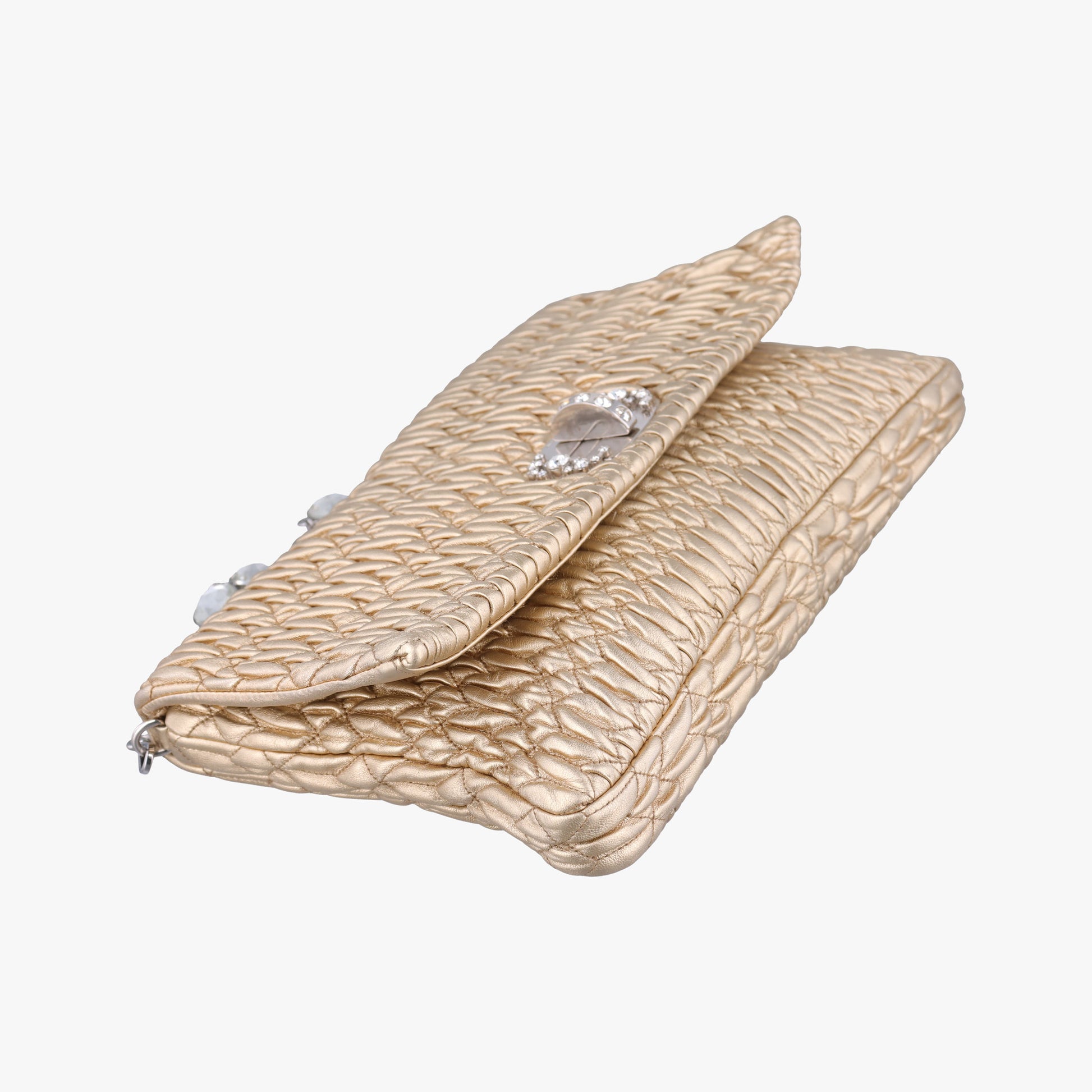 Iconic Crystal Cloque Golden Nappa Leather 5BD233 122クリスタル クロケ ゴールド ナッパレザー 5BD233 122