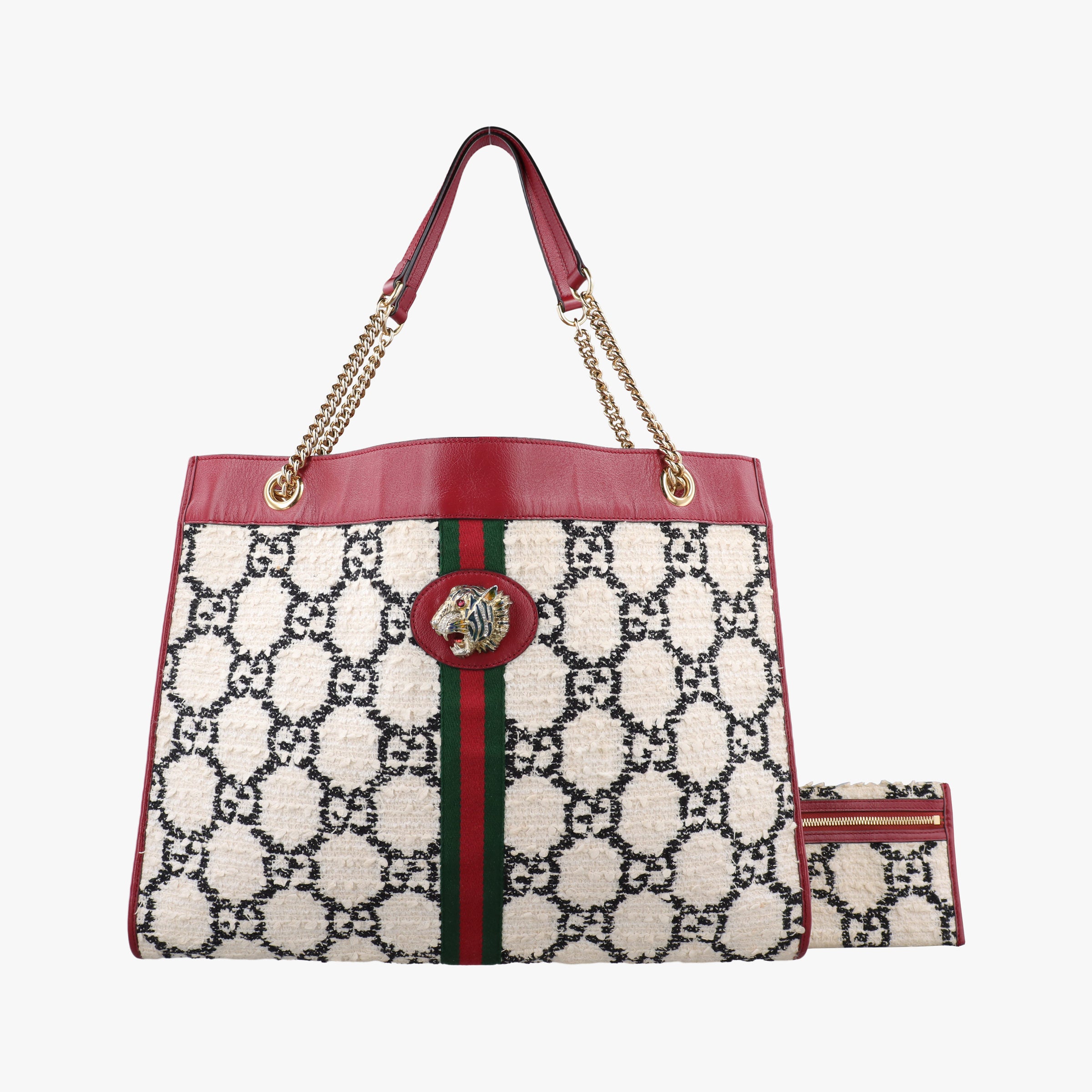 Rajah White×red tweed × leather 537219 B030058796ラジャ ホワイト×レッド ツイード×レザー 537219 B030058796