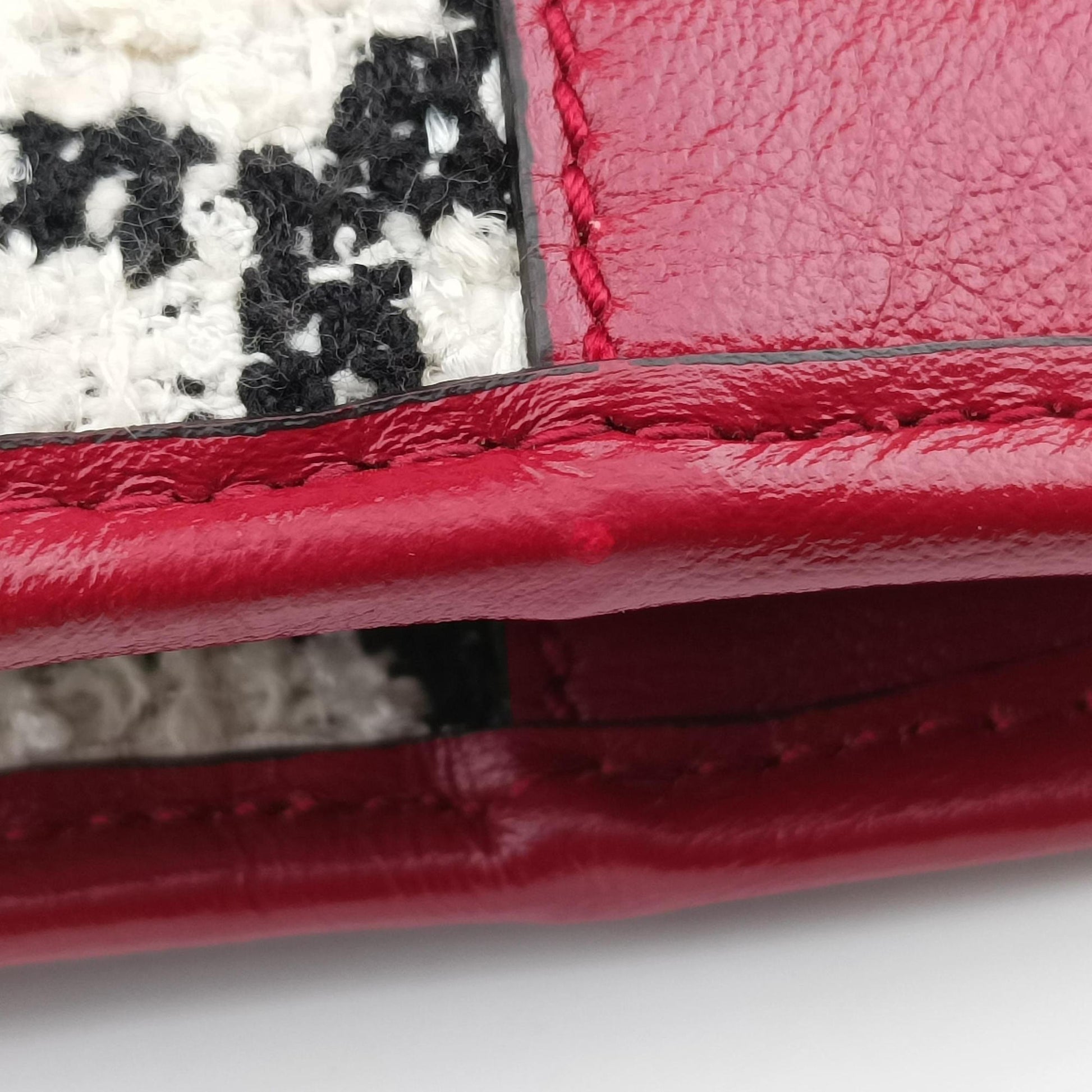 Rajah White×red tweed × leather 537219 B030058796ラジャ ホワイト×レッド ツイード×レザー 537219 B030058796
