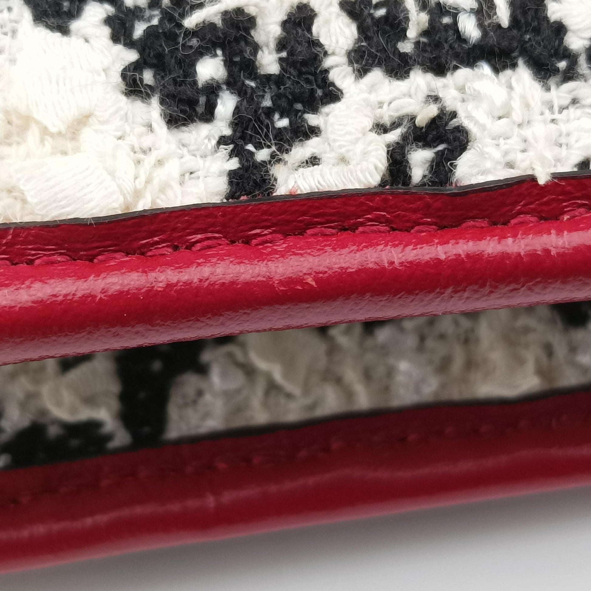 Rajah White×red tweed × leather 537219 B030058796ラジャ ホワイト×レッド ツイード×レザー 537219 B030058796