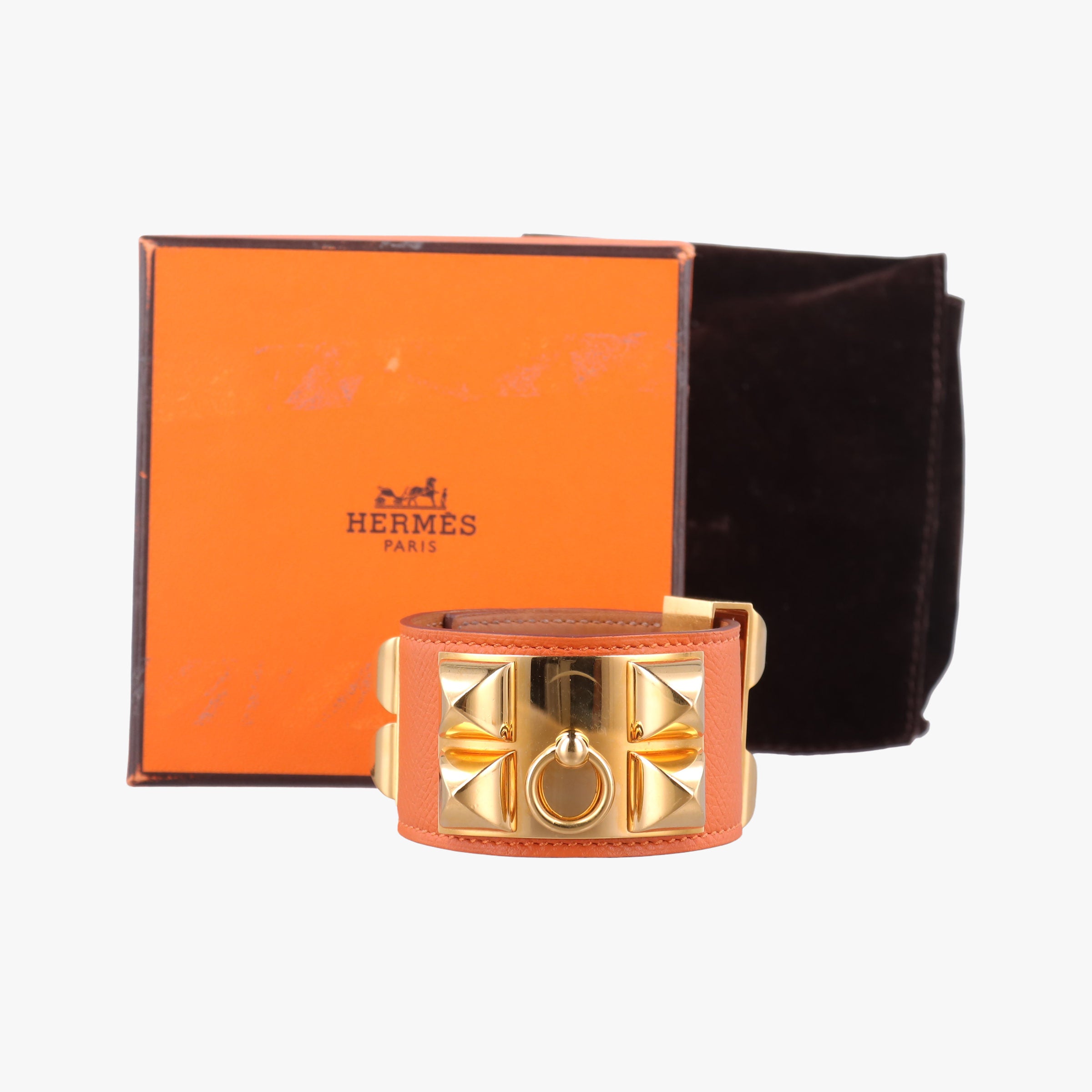 Collier de chien Orange×golden Leather × GP S □P Pコリエ ド シアン オレンジ×ゴールド レザー×GP S □P P