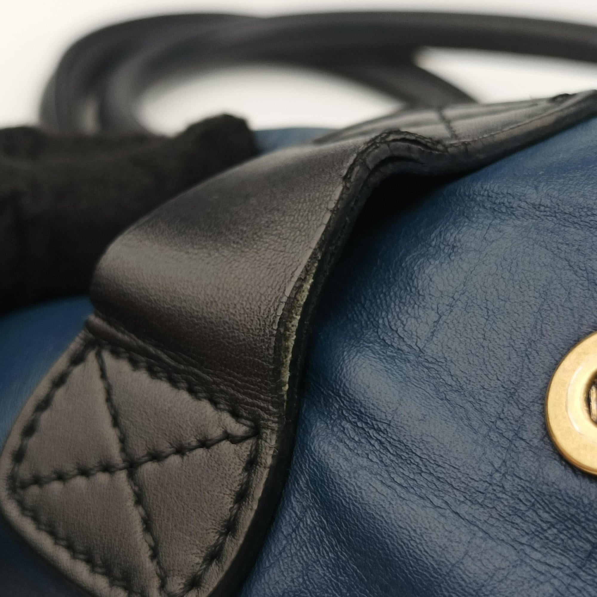 Luggage Micro shopper Blue×black Leather W-GA-0164ラゲージマイクロショッパー ブルー×ブラック レザー W-GA-0164