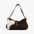 Horsebit Cow Print Hobo Brown Pony-style Calfskin × Leather 45ホースビット カウハラコ ブラウン ハラコ × ヴィンテージレザー 45
