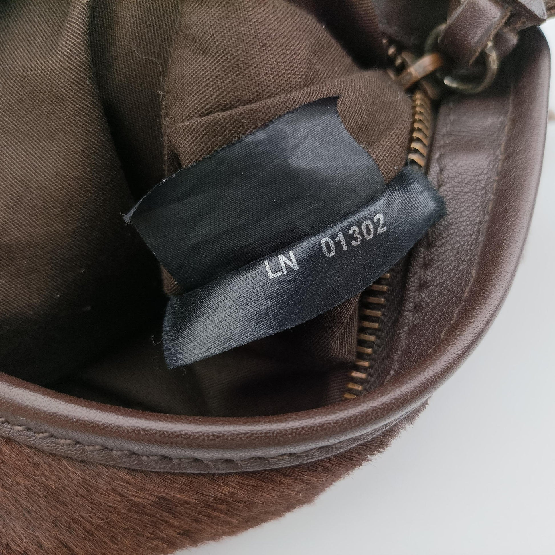 Horsebit Cow Print Hobo Brown Pony-style Calfskin × Leather 45ホースビット カウハラコ ブラウン ハラコ × ヴィンテージレザー 45