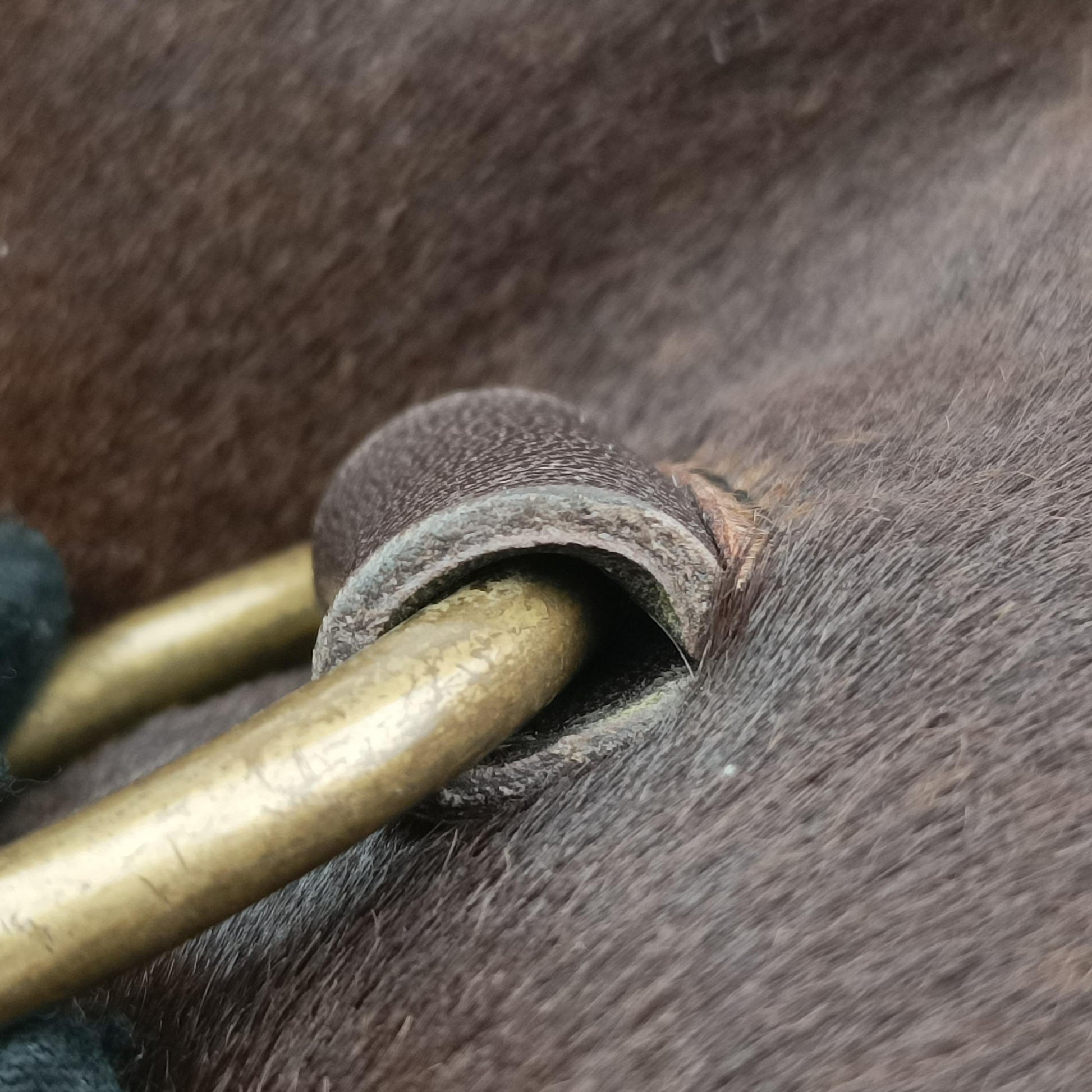 Horsebit Cow Print Hobo Brown Pony-style Calfskin × Leather 45ホースビット カウハラコ ブラウン ハラコ × ヴィンテージレザー 45