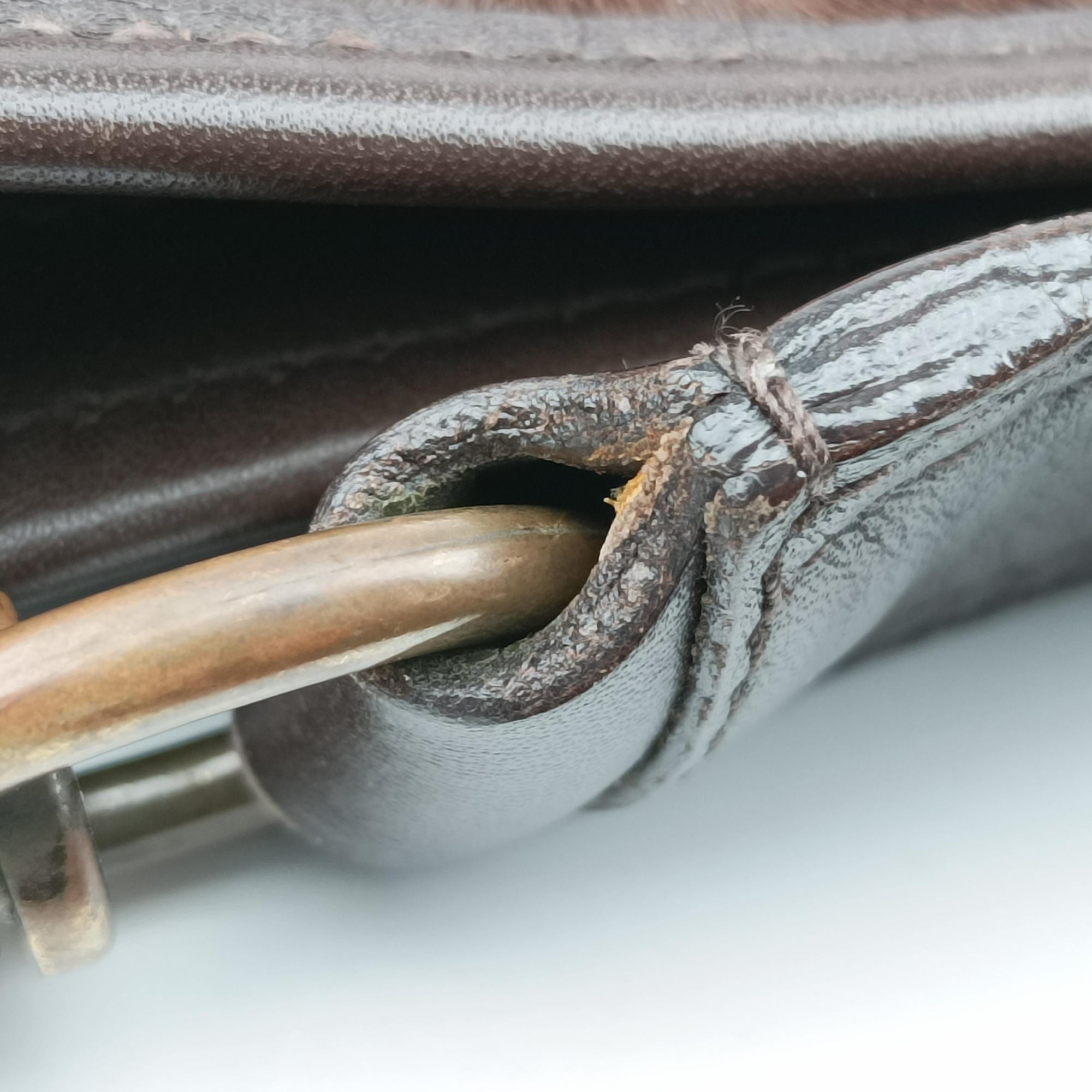 Horsebit Cow Print Hobo Brown Pony-style Calfskin × Leather 45ホースビット カウハラコ ブラウン ハラコ × ヴィンテージレザー 45