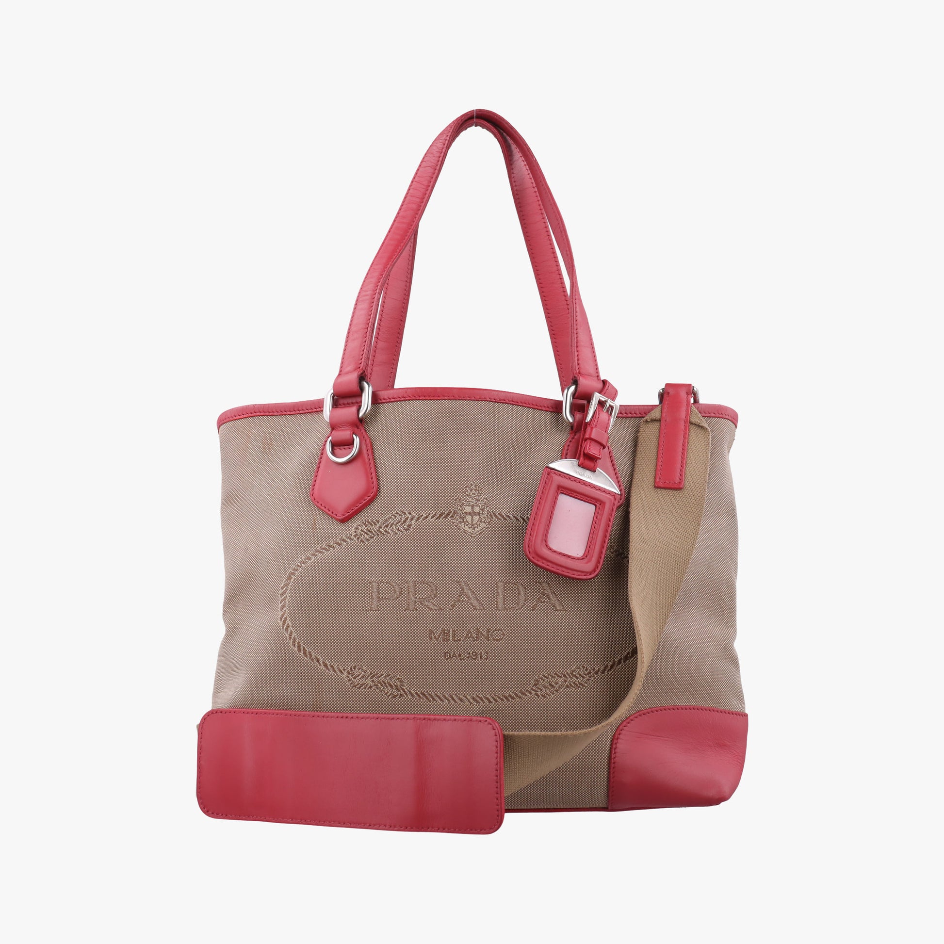 logo jacquard khaki×red Fabric × leather 104ロゴジャガード カーキ×レッド ファブリック×レザー 104
