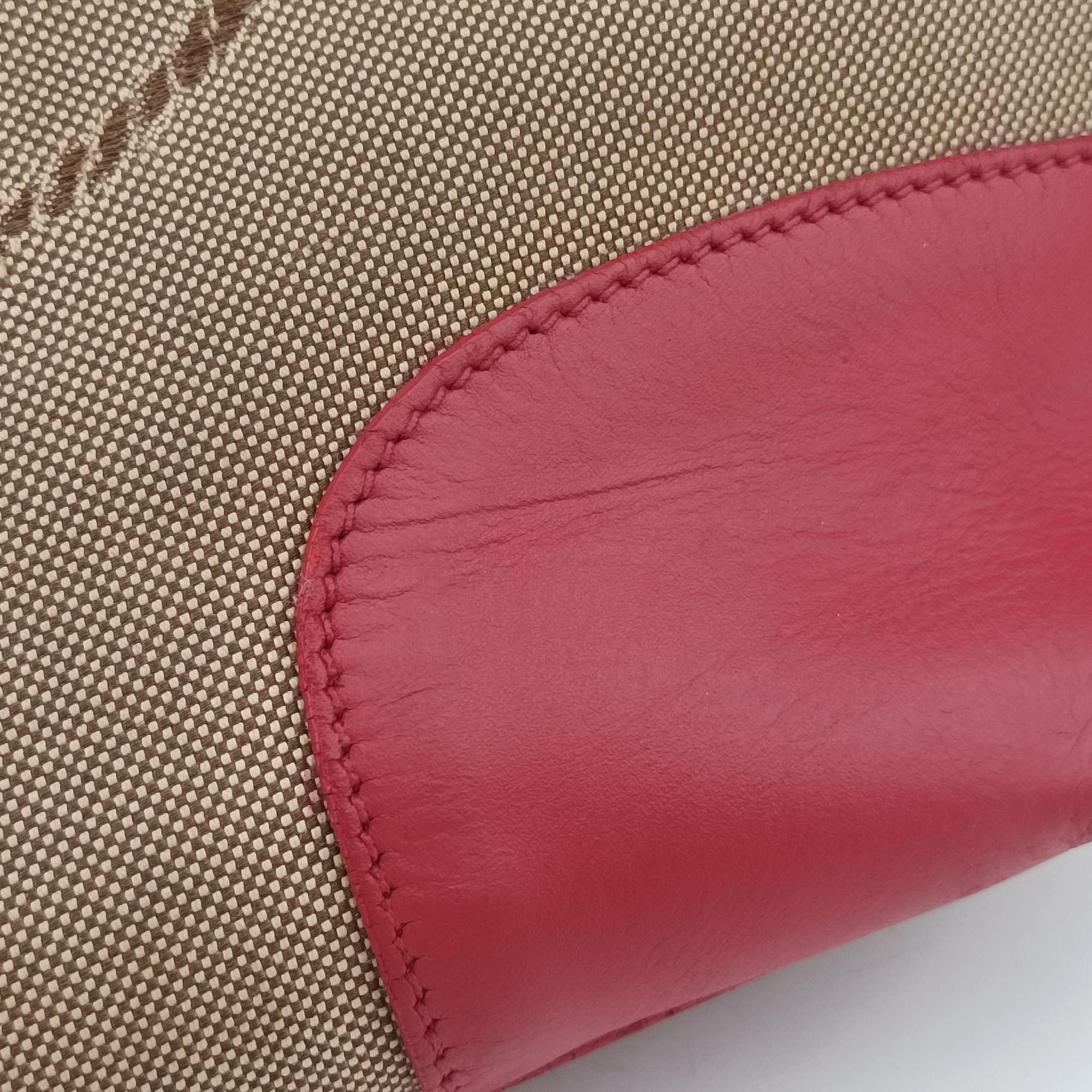 logo jacquard khaki×red Fabric × leather 104ロゴジャガード カーキ×レッド ファブリック×レザー 104