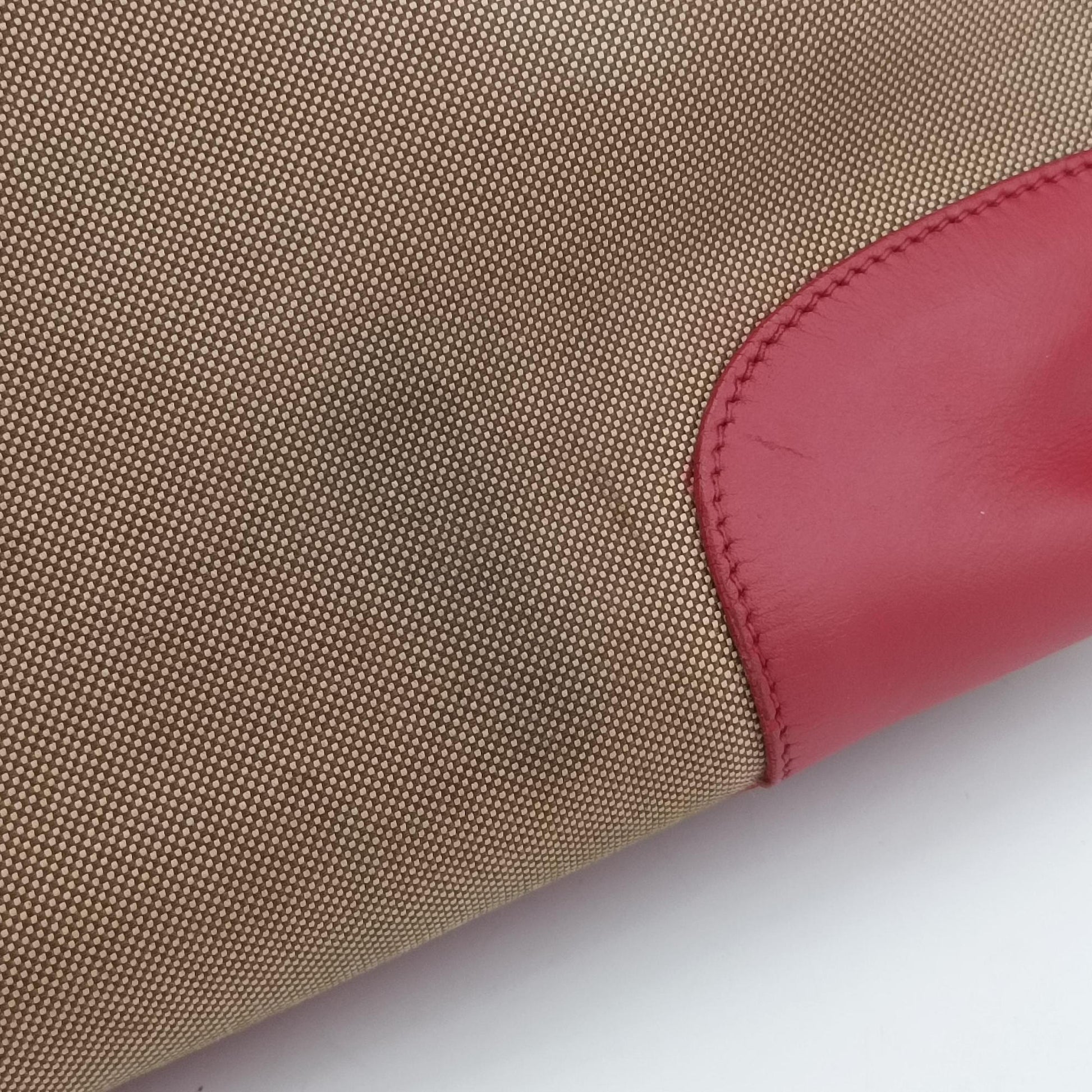 logo jacquard khaki×red Fabric × leather 104ロゴジャガード カーキ×レッド ファブリック×レザー 104