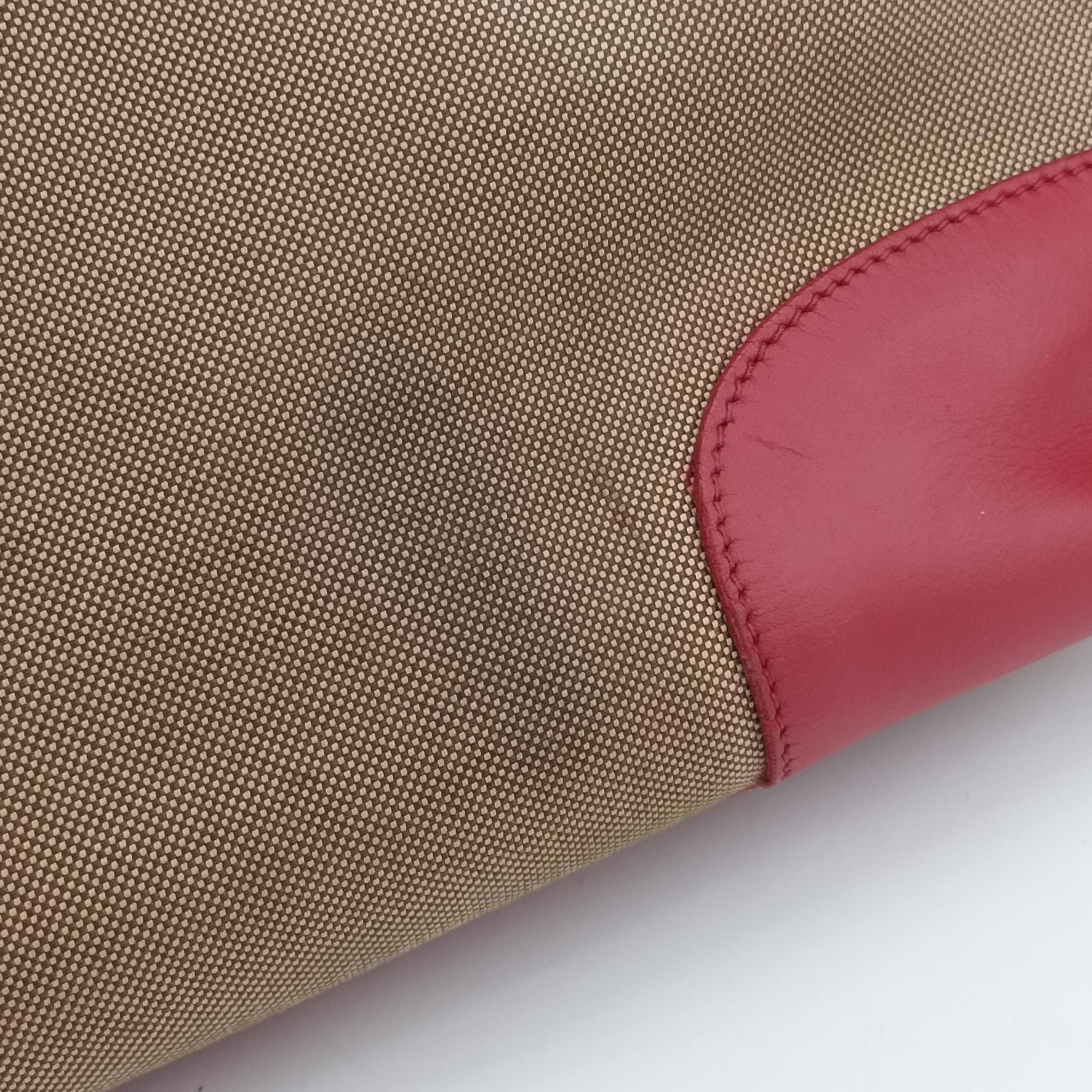 logo jacquard khaki×red Fabric × leather 104ロゴジャガード カーキ×レッド ファブリック×レザー 104