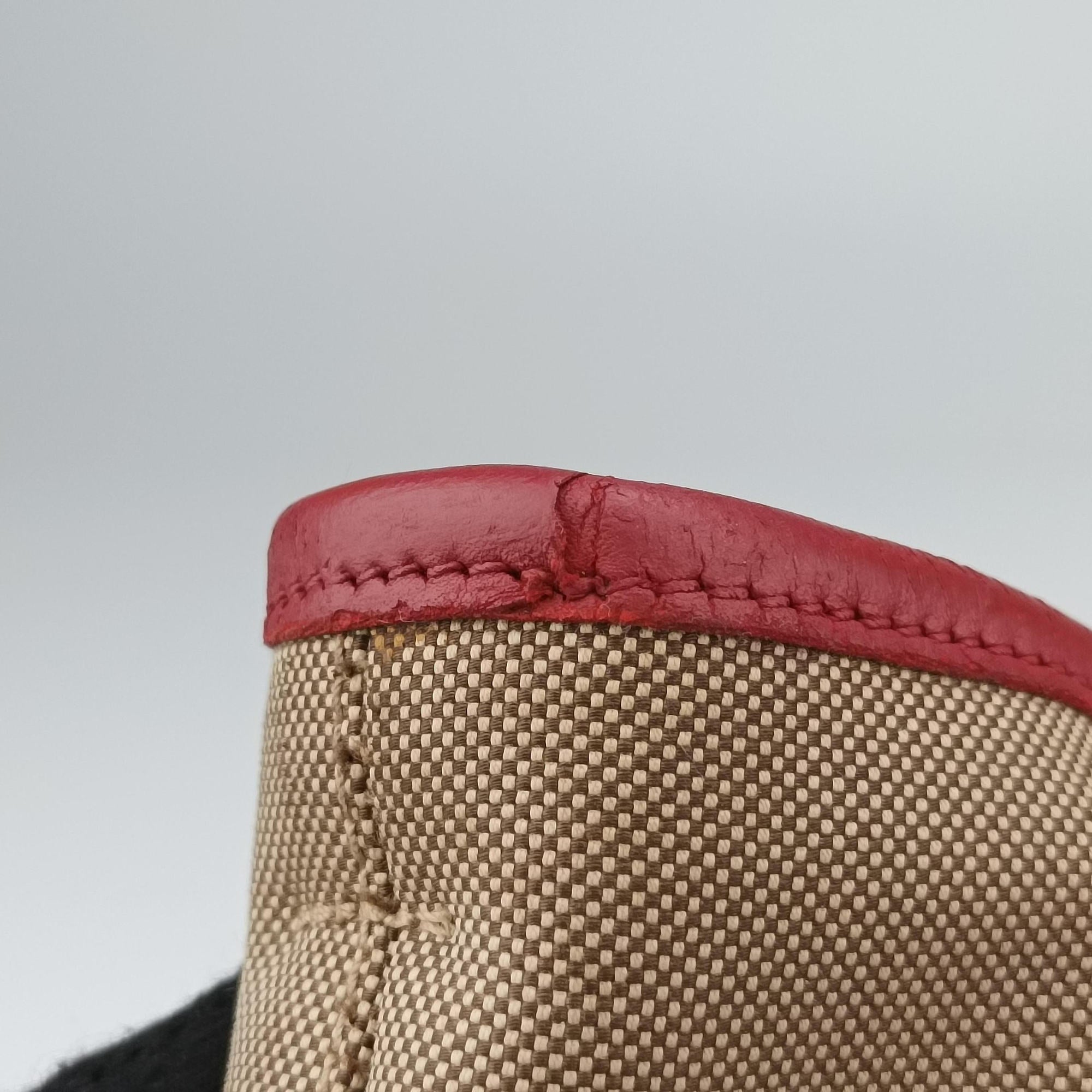 logo jacquard khaki×red Fabric × leather 104ロゴジャガード カーキ×レッド ファブリック×レザー 104