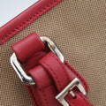logo jacquard khaki×red Fabric × leather 104ロゴジャガード カーキ×レッド ファブリック×レザー 104