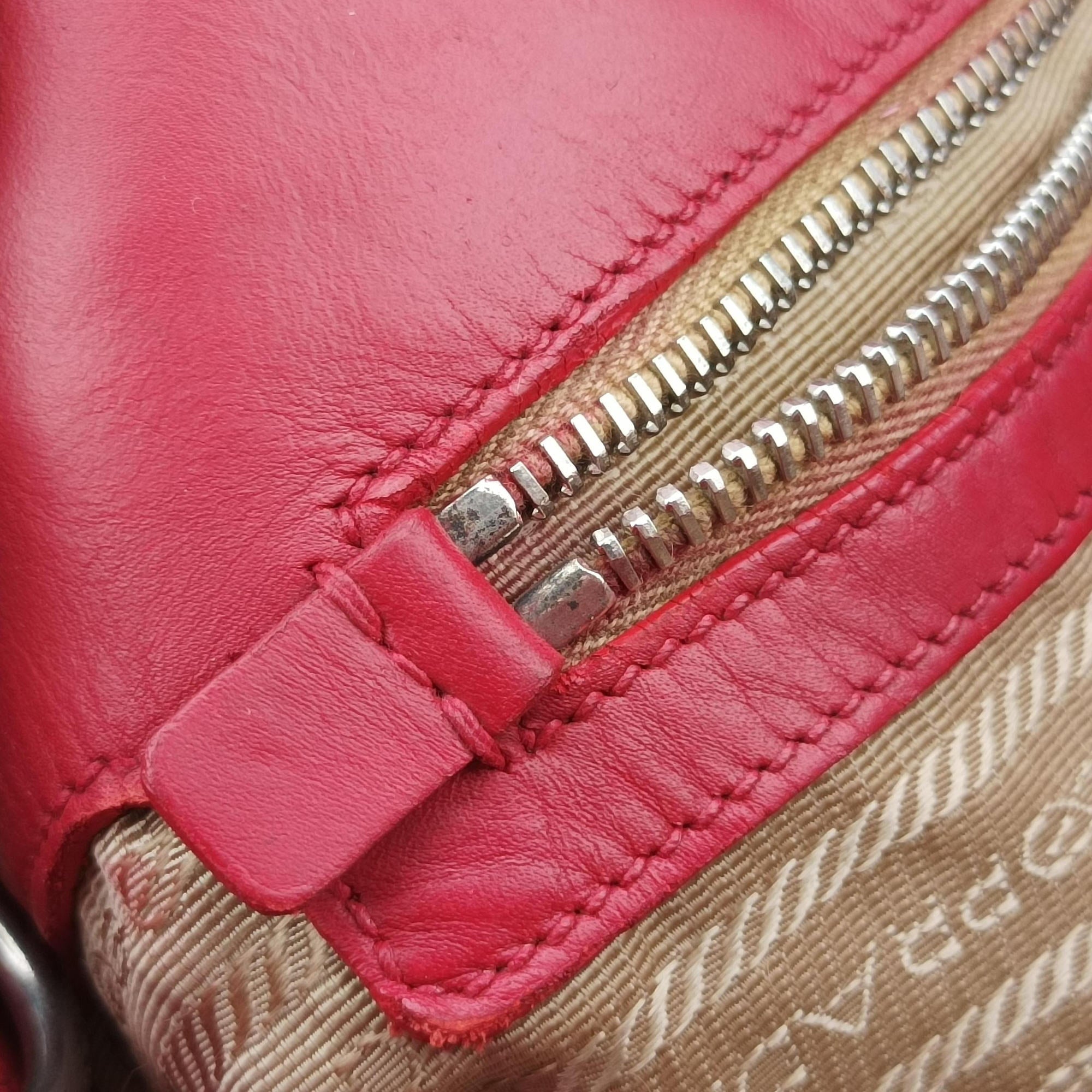 logo jacquard khaki×red Fabric × leather 104ロゴジャガード カーキ×レッド ファブリック×レザー 104
