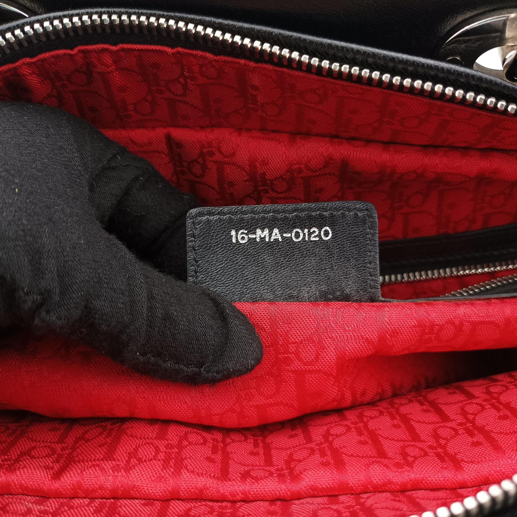 Lady Dior Black lambskin 16-MA-0120レディディオール ブラック ラムスキン 16-MA-0120