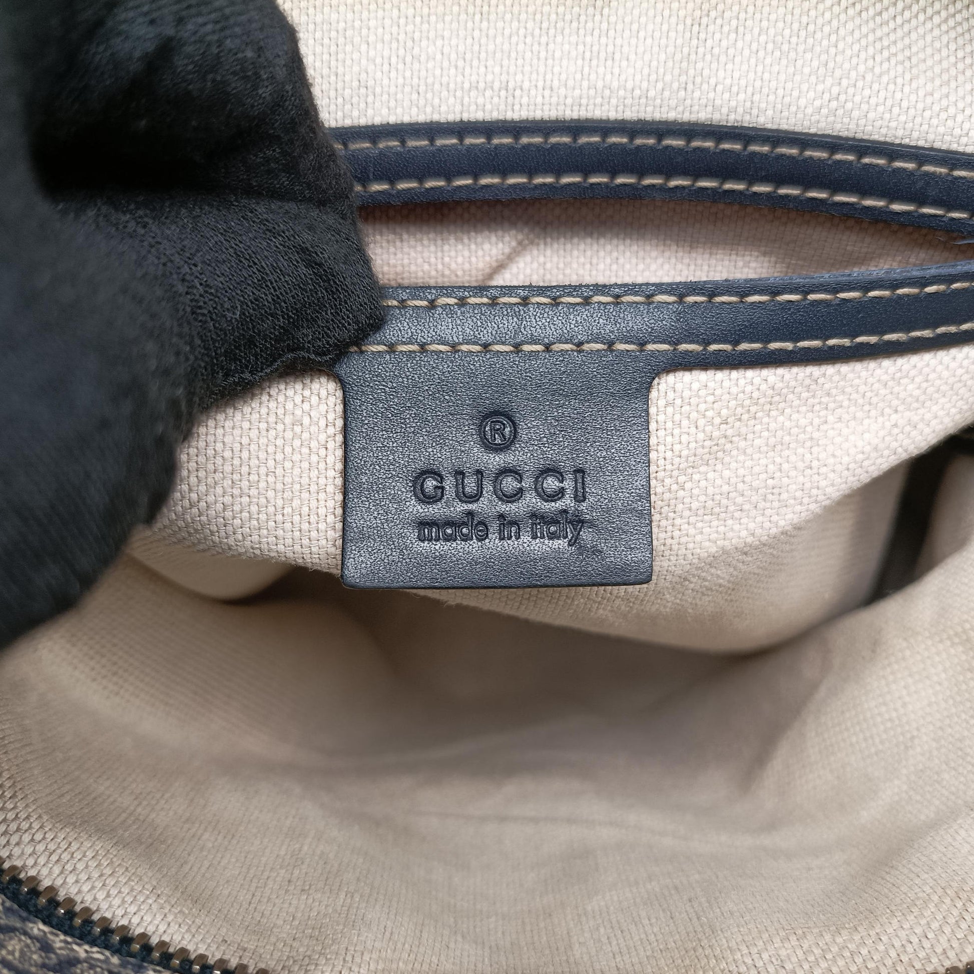 GG Supreme Messenger Beige × Navy PVC coated canvas×leather 295257 I014856609GGスプリーム メッセンジャー ベージュ×ネイビー PVCコーティングキャンバス×レザー 295257 I014856609