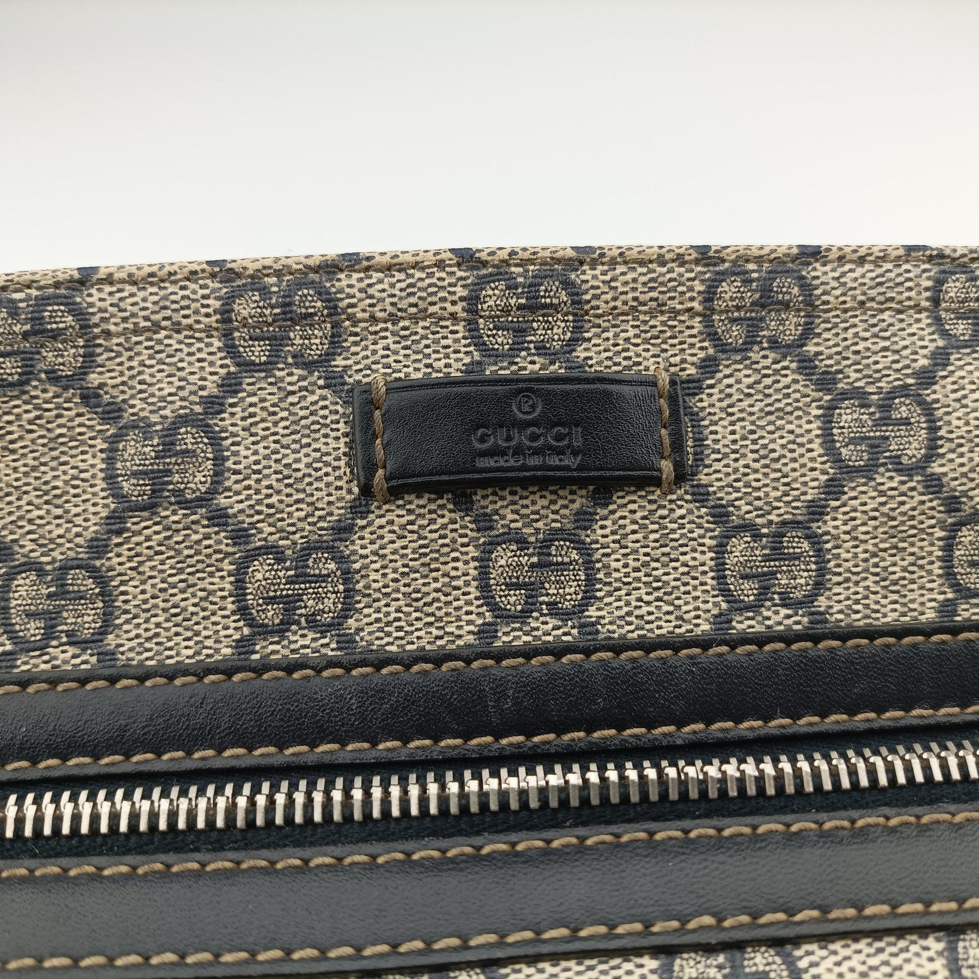 GG Supreme Messenger Beige × Navy PVC coated canvas×leather 295257 I014856609GGスプリーム メッセンジャー ベージュ×ネイビー PVCコーティングキャンバス×レザー 295257 I014856609