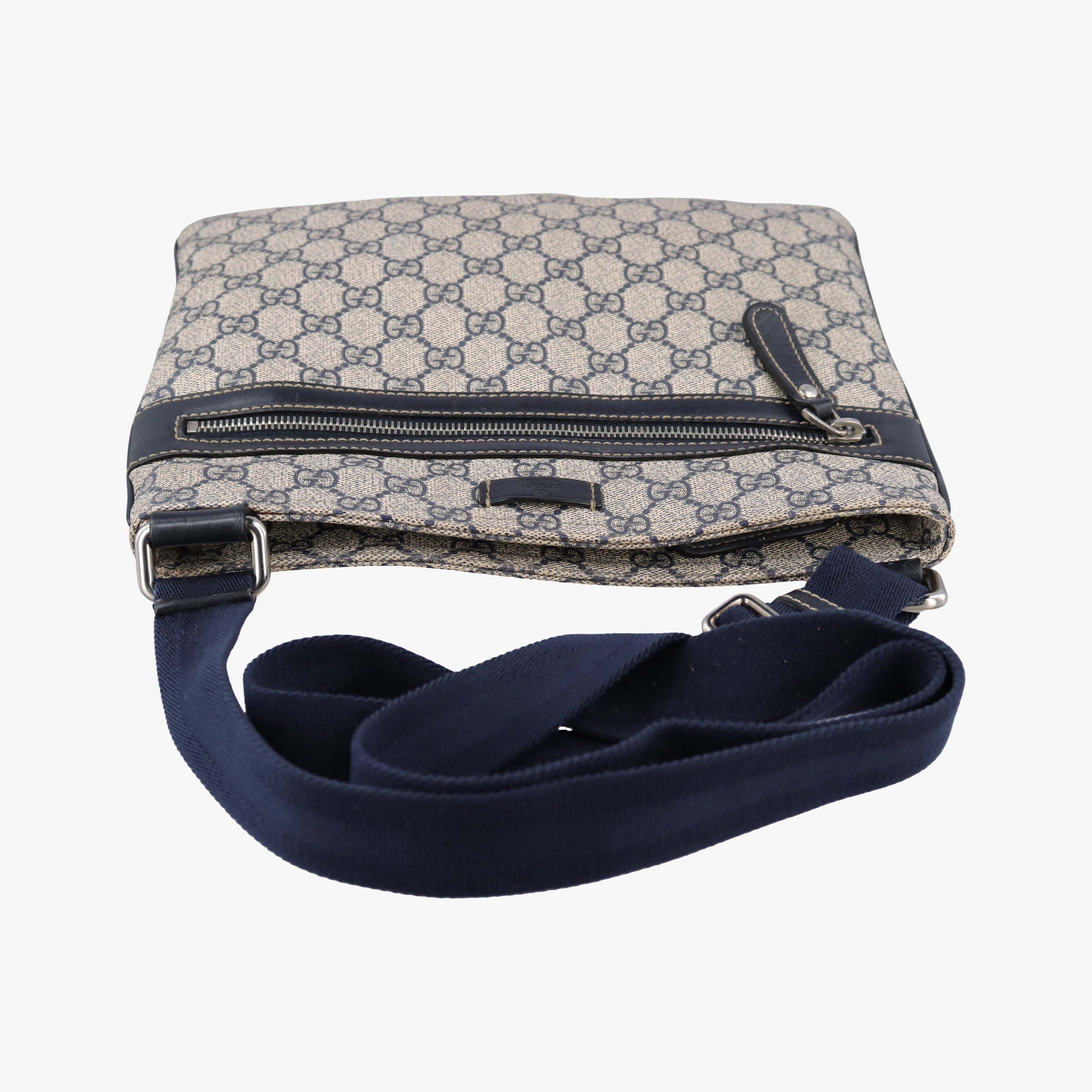 GG Supreme Messenger Beige × Navy PVC coated canvas×leather 295257 I014856609GGスプリーム メッセンジャー ベージュ×ネイビー PVCコーティングキャンバス×レザー 295257 I014856609