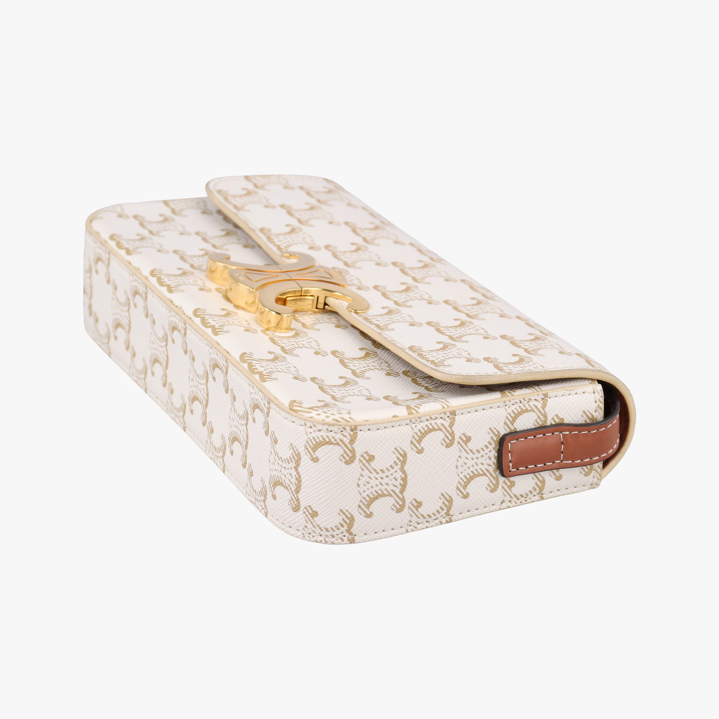 Claude Triomphe white x brown PVC coated canvas x Leather W-CU-2251クロード トリオンフ ホワイトxブラウン PVCコーティングキャンバスxレザー W-CU-2251